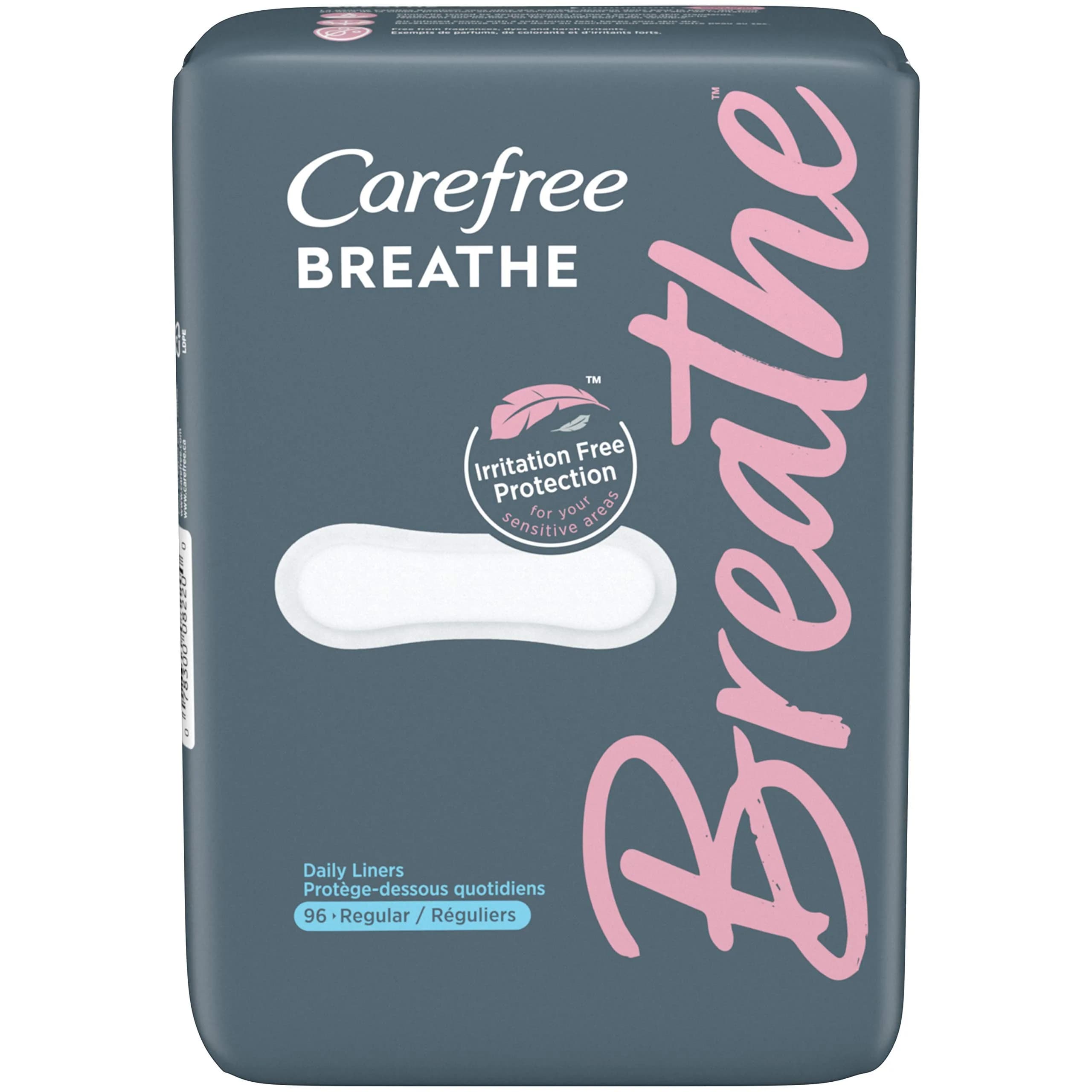 Carefree Breathe Panty Liners, Individually Wrapped, 96 Count | Dermatologist Tested for Sensitive Skin - main product image