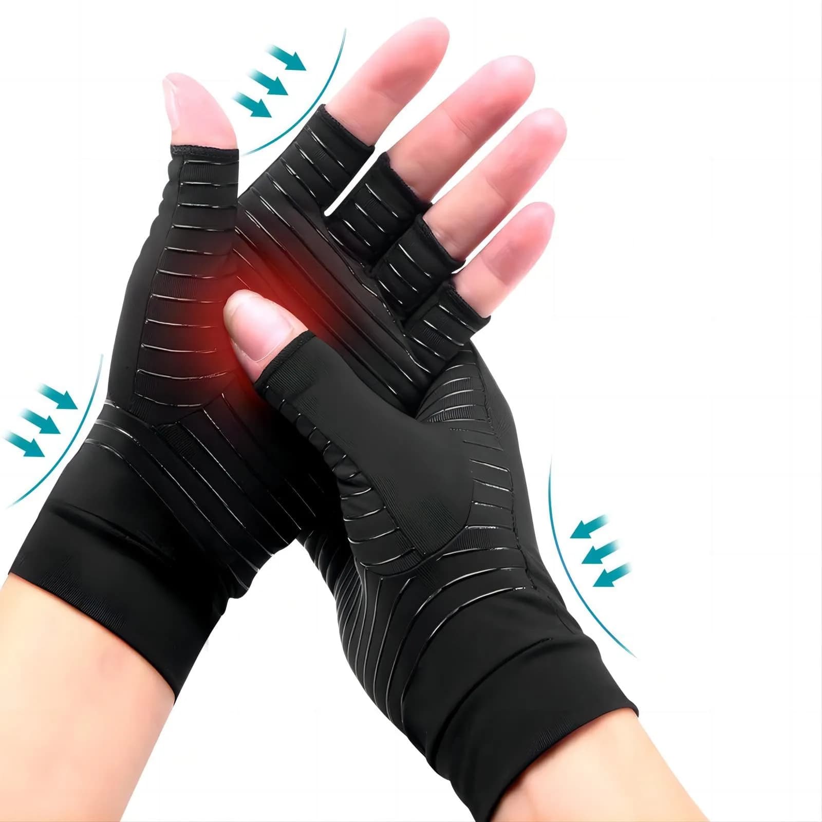 Ricbestlab Copper Arthritis Gloves for Women Men, Fingerless Breathable & Moisture Wicking Arthritis Compression Gloves for Computer Typing and Dailywork of Hands joint Support (Small, 1 Pair) - main product image