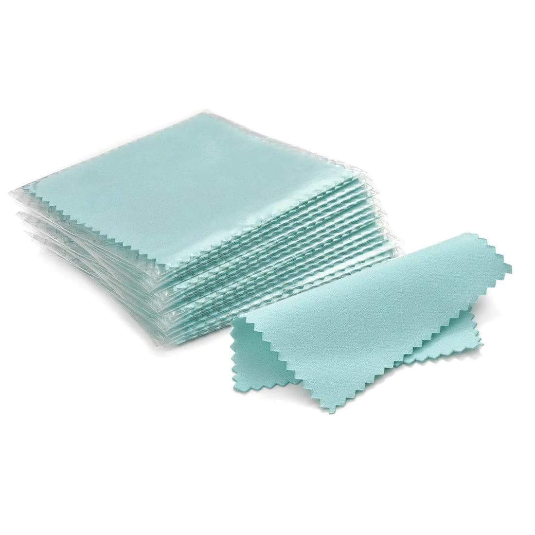 SEVENWELL 50pcs Turquoise Jewelry Cleaning Cloths 8x8cm | Polishes Sterling Silver, Gold, Platinum - main product image