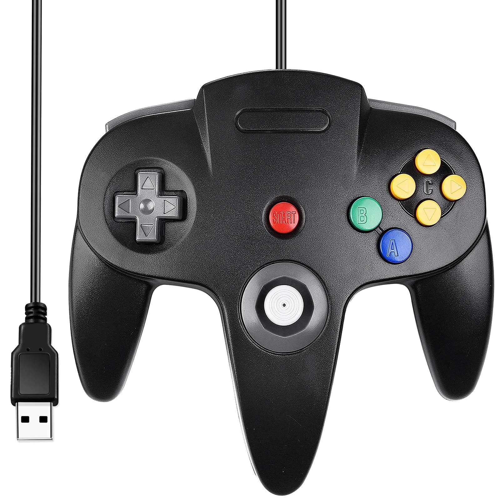 SAFFUN Classic N64 Controller Wired USB PC Gamepad 1.8m (6ft) Cable | Plug and Play for Windows PC macOS Linux Raspberry Pi - main product image