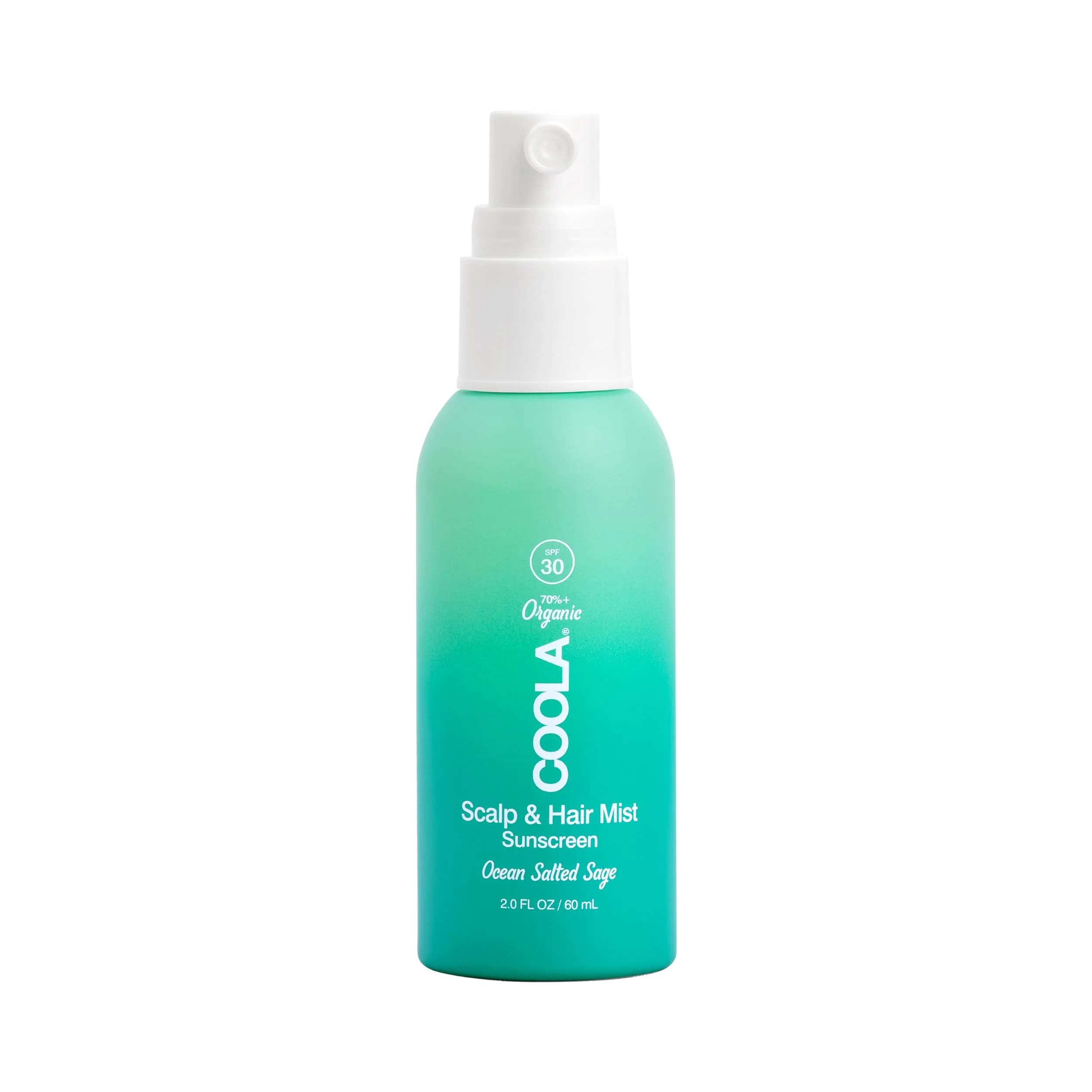 COOLA Organic Scalp & Hair Sunscreen Mist SPF 30 with Monoi Oil, Ocean Salted Sage (2 Fl Oz / 59 ml) - main product image