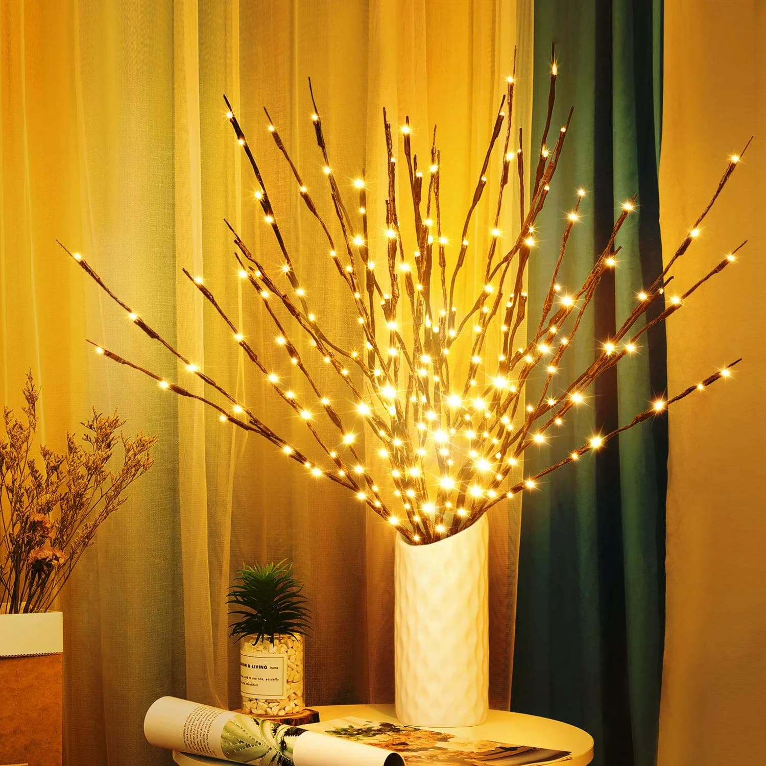 KXCOFTXI 3-Pack 30" Twig Lights USB Plug-in Branches Lights, 60 Warm White LEDs | Bendable Decorative Lights for Vases - main product image