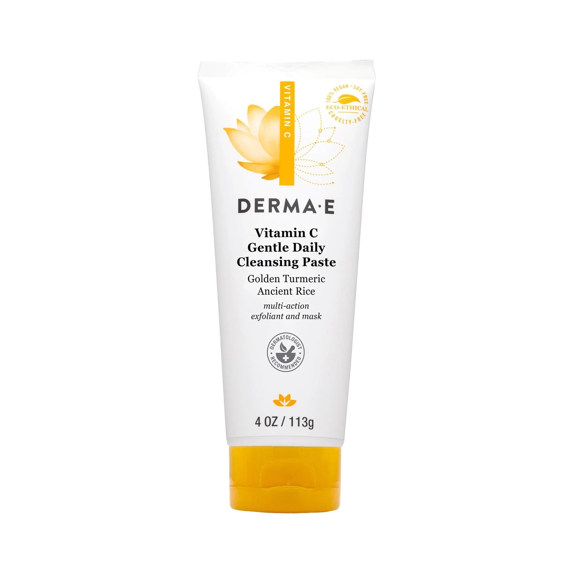 Derma E Vitamin C Gentle Daily Cleansing Paste, 4 Oz | Brightening & Clarifying Face Mask & Wash - main product image