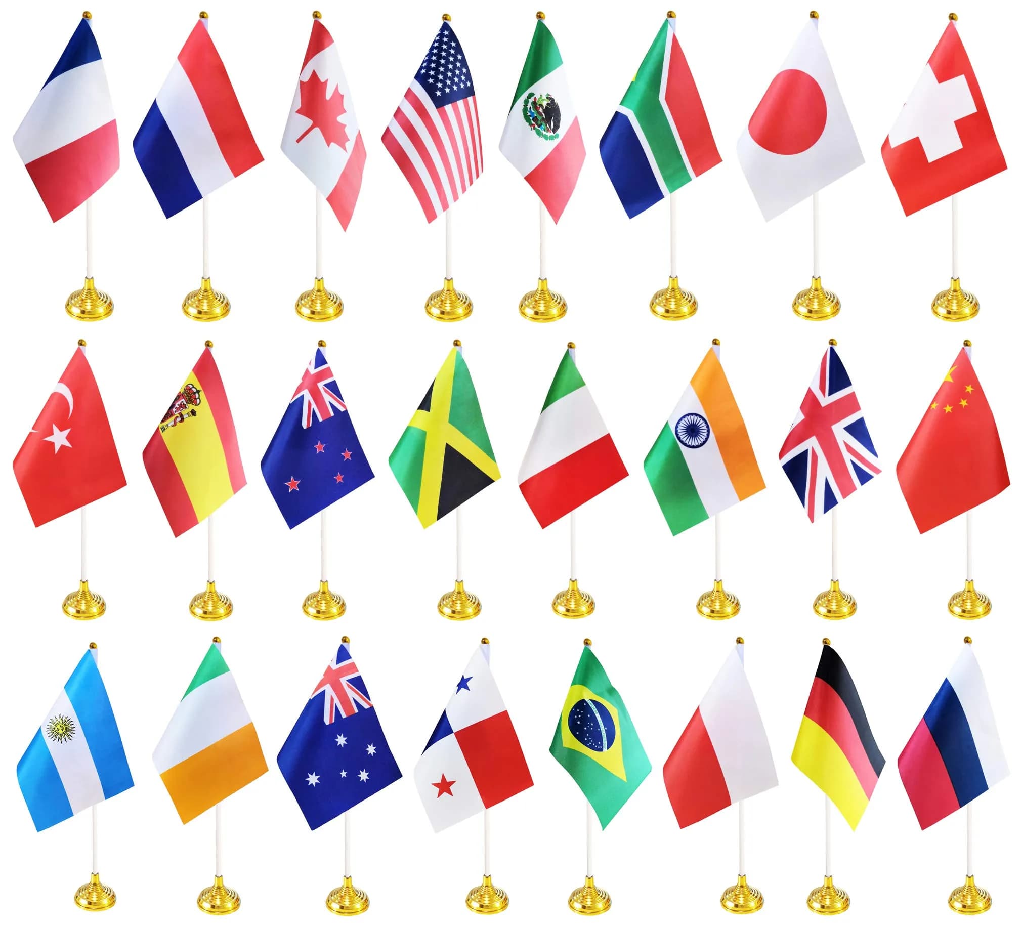 BCLin International Country Desk Flags Set with Stands, 24 Flags 8.2 x 5.5 inches | Tabletop Decor for Conferences - main product image