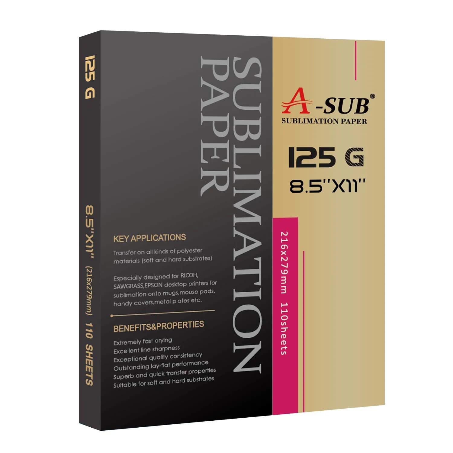 A-SUB Sublimation Paper 110 Sheets | Bulk Pack for Inkjet Printers - main product image
