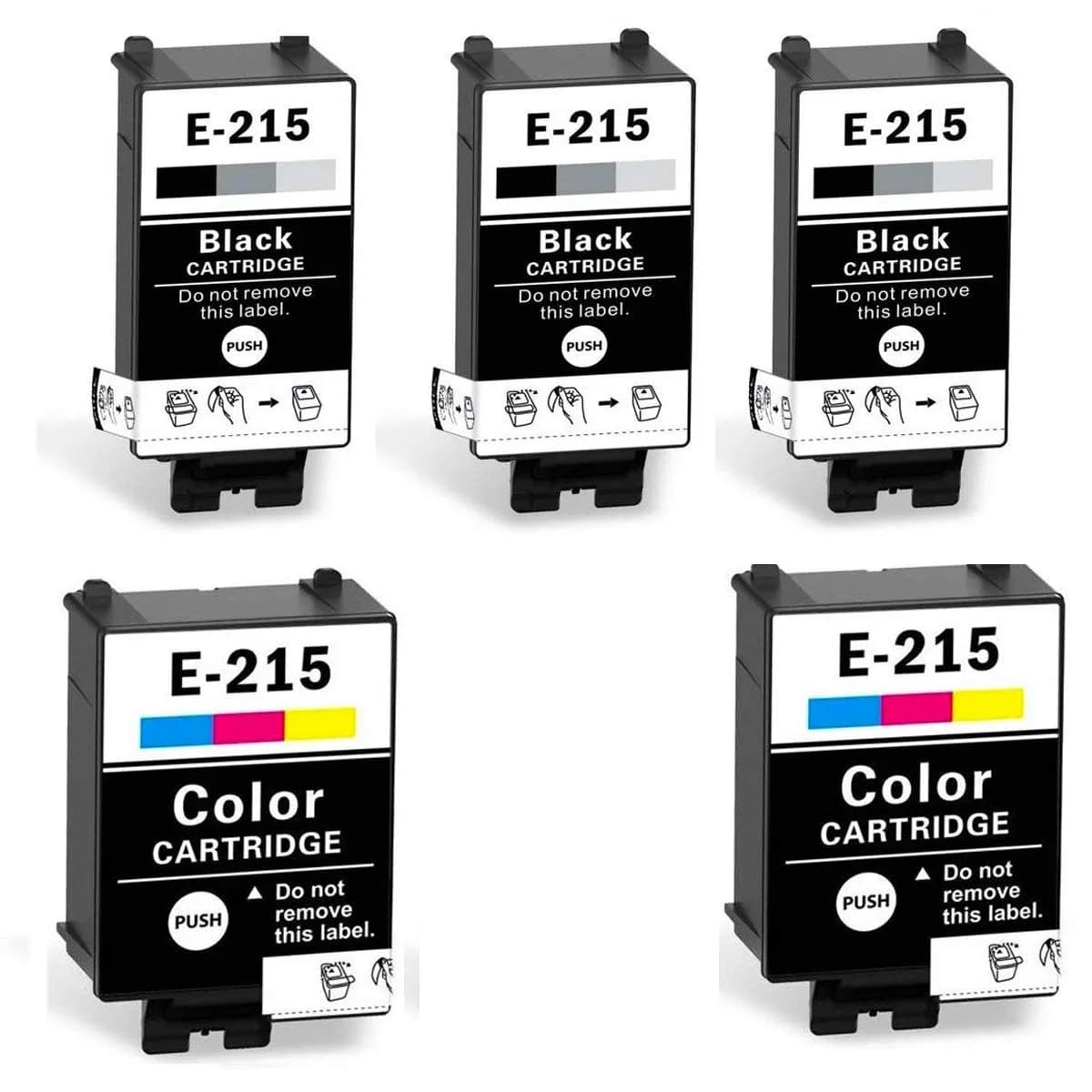 VividInk 215 Ink Cartridges for WF-100 Printer | Remanufactured Pigment, 5-Pack, Black & Color (8.9cm x 8cm x 9cm) - main product image