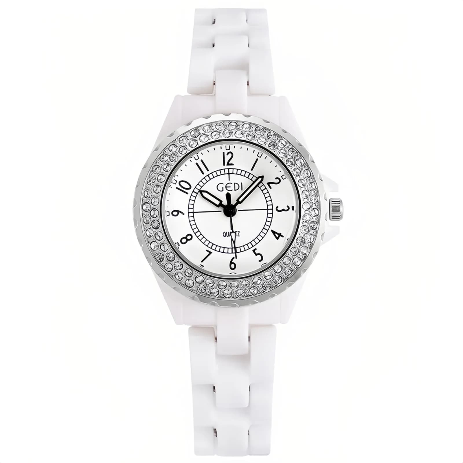 MASTOP Women's Quartz Watch 36mm White Ceramic Bracelet Water-Resistant - main product image