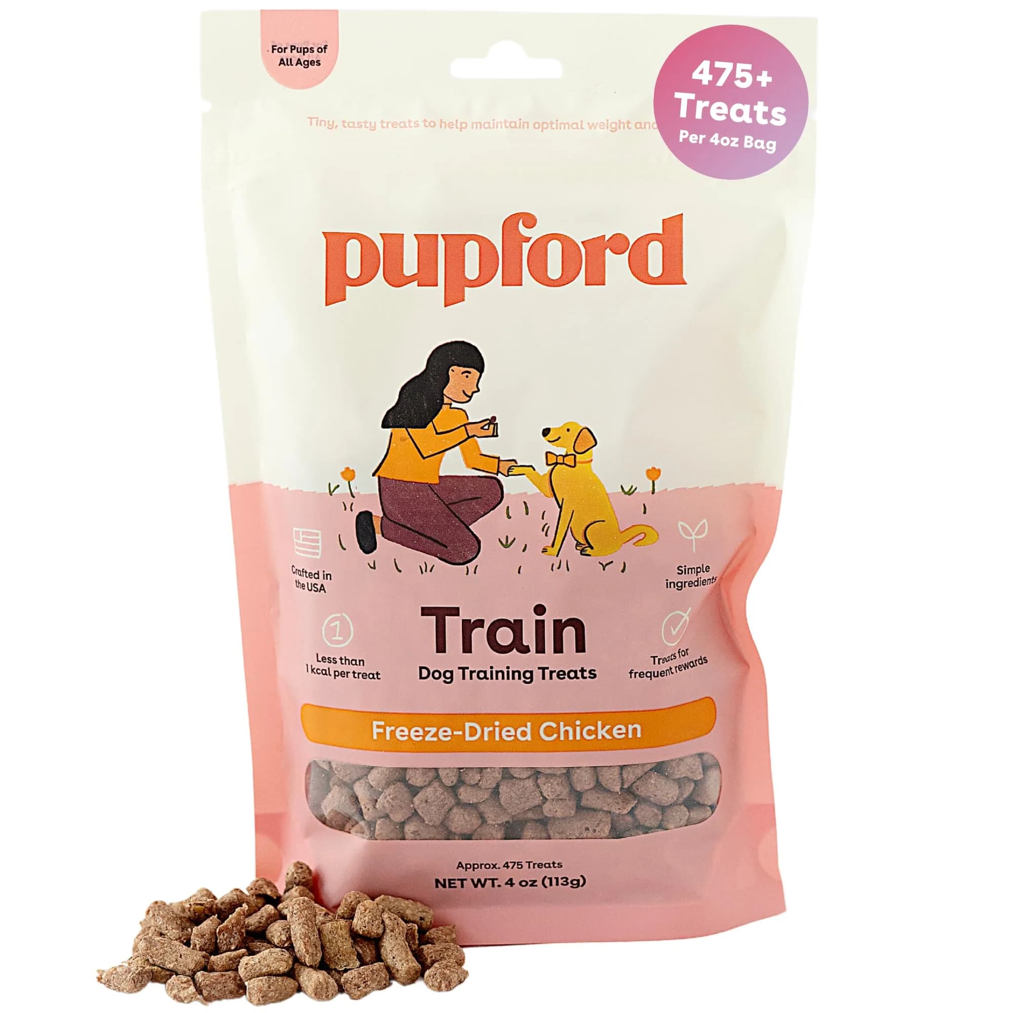 Pupford Freeze Dried Training Treats for Dogs & Puppies (Chicken, 4 oz) | Healthy, All-Natural, Low-Calorie Reward