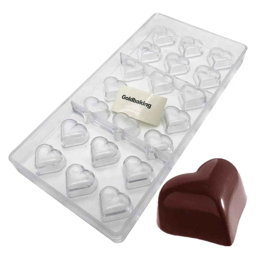 Goldbaking Polycarbonate Heart Chocolate Mold Tray 27.5cm (10.8 inch) | Professional Candy Making - main product image