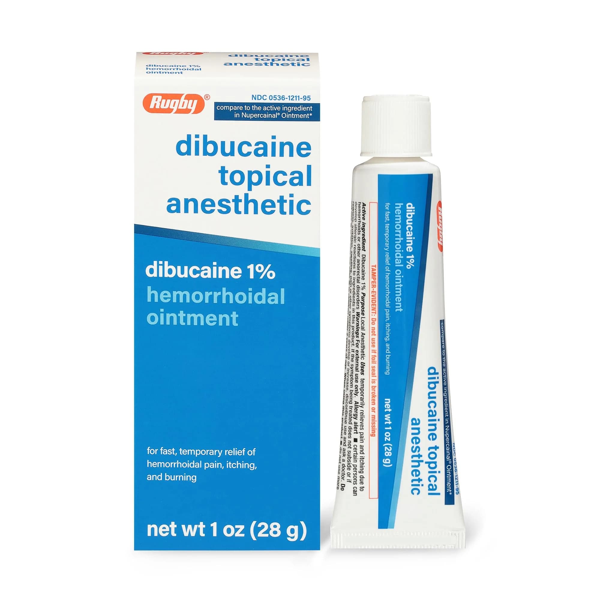 RUGBY LABORATORIES Dibucaine 1% Hemorrhoid Ointment 1 Oz | Fast Relief for Hemorrhoids & Soreness - main product image