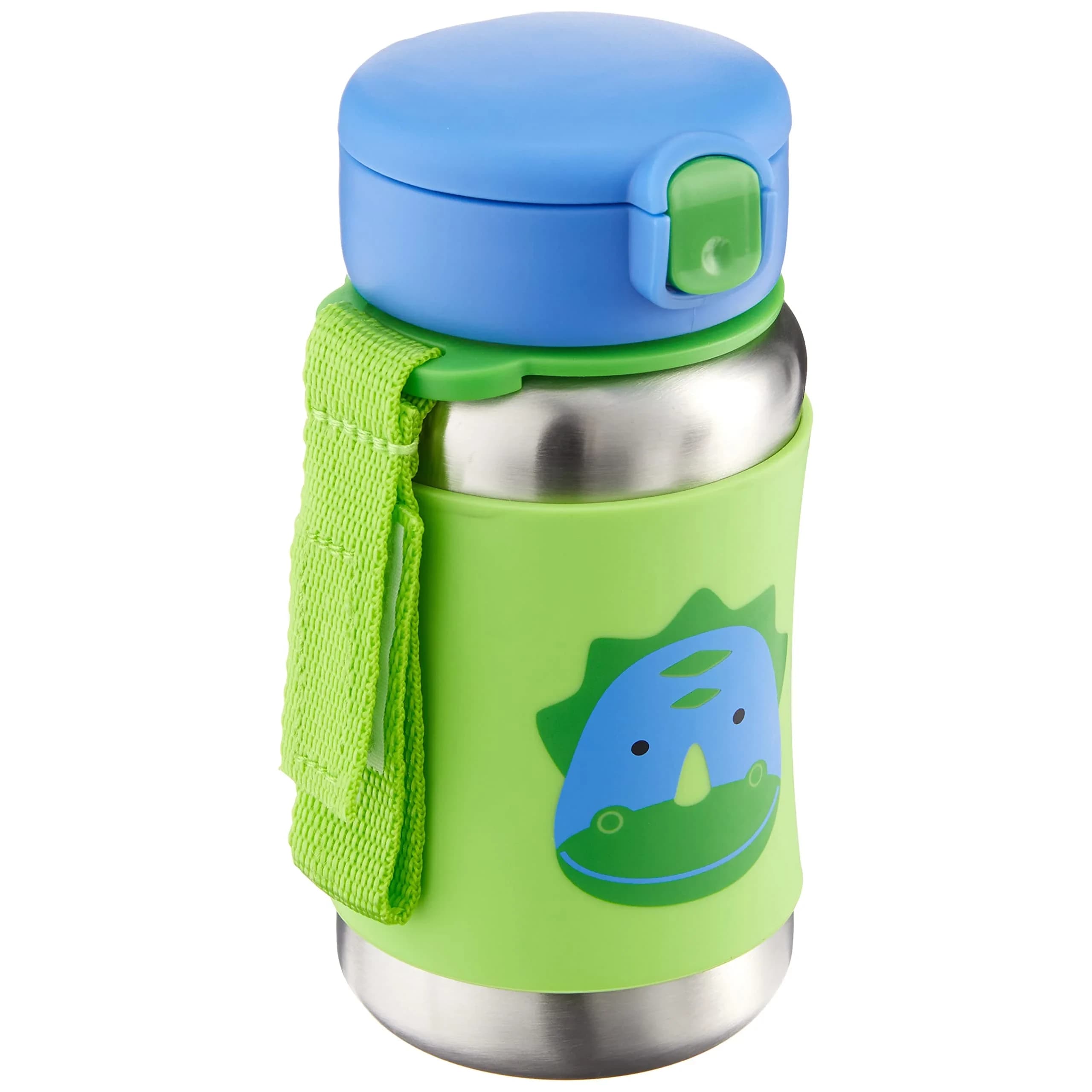 Skip Hop Zoo Stainless Steel Straw Bottle Dino 350ml (12 oz) | Spill-Proof Toddler Cup - main product image