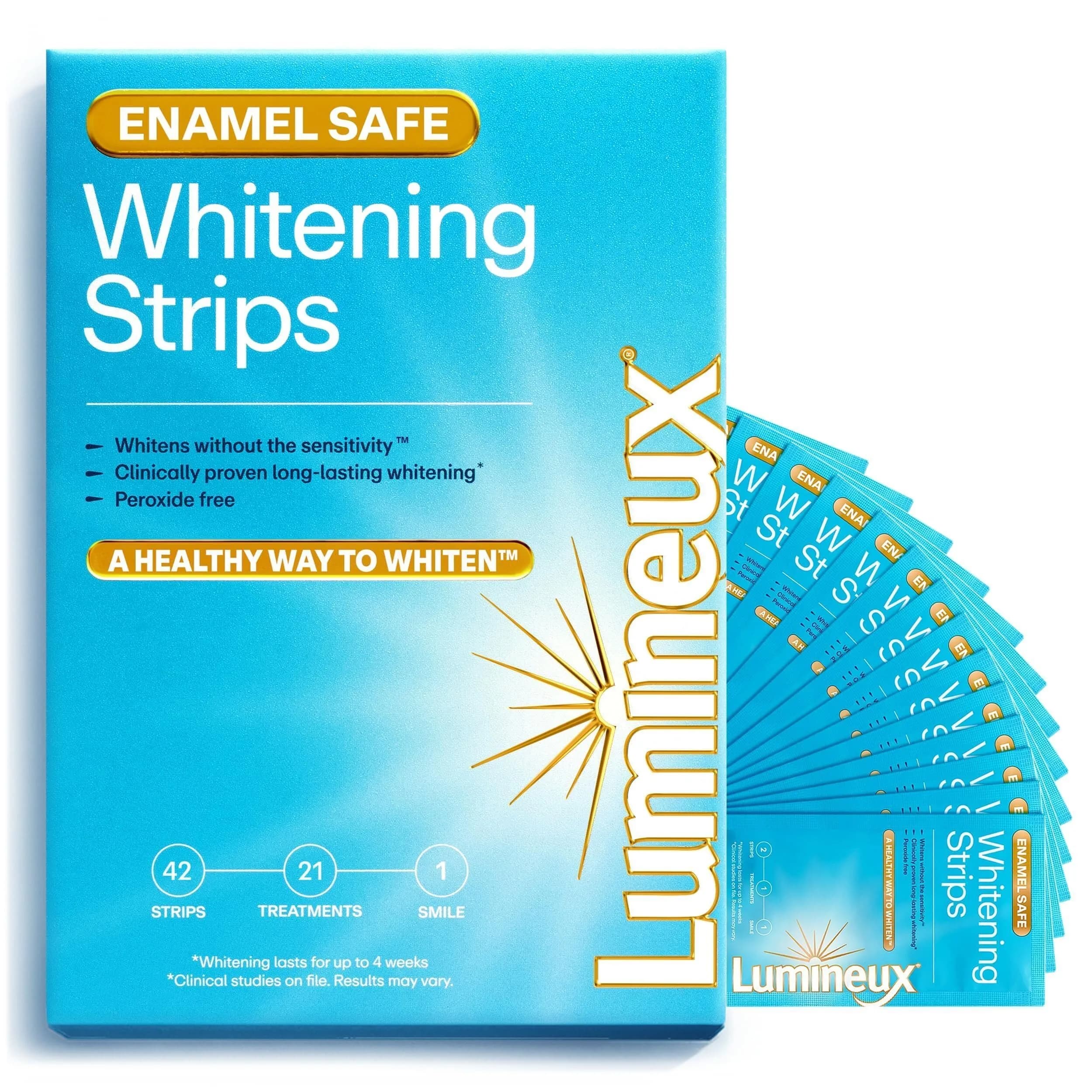 Lumineux Teeth Whitening Strips - 21 Treatments (3 Months) - Peroxide Free - Enamel Safe for Whiter Teeth - main product image