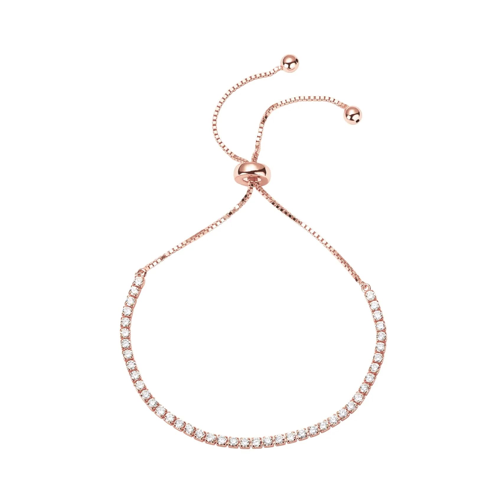 PAVOI Classic Tennis Bracelet for Women, 14K Rose Gold Plated, 2mm Cubic Zirconia, Adjustable 9.5 Inches | Sparkles with AAAAA Quality Stones - main product image