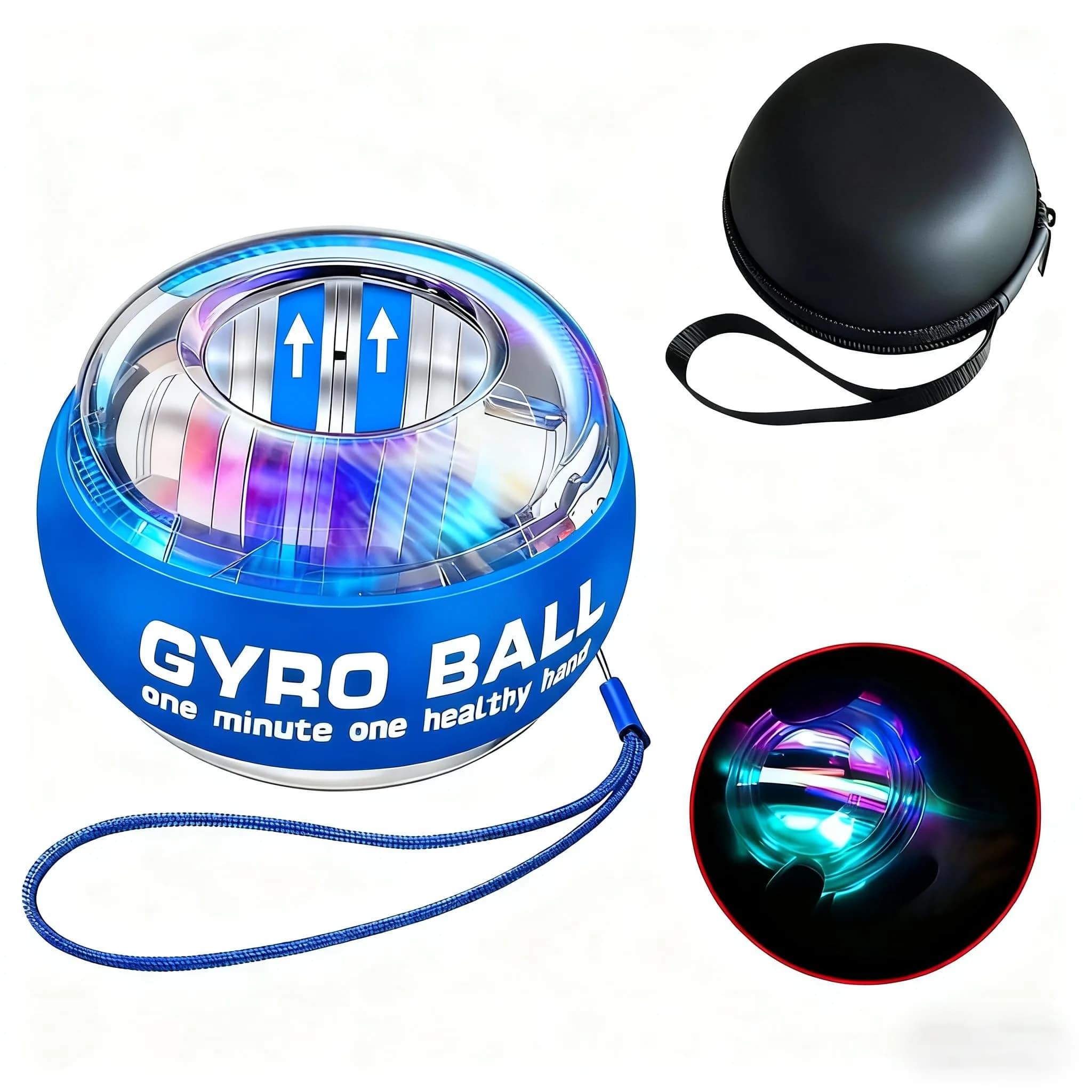 GOZATO Auto-Start Wrist Power Gyro Ball with LED Lights, Wrist Strengthener and Forearm Exerciser 358g (0.79lb) | Grips & Strengthens Arms - main product image
