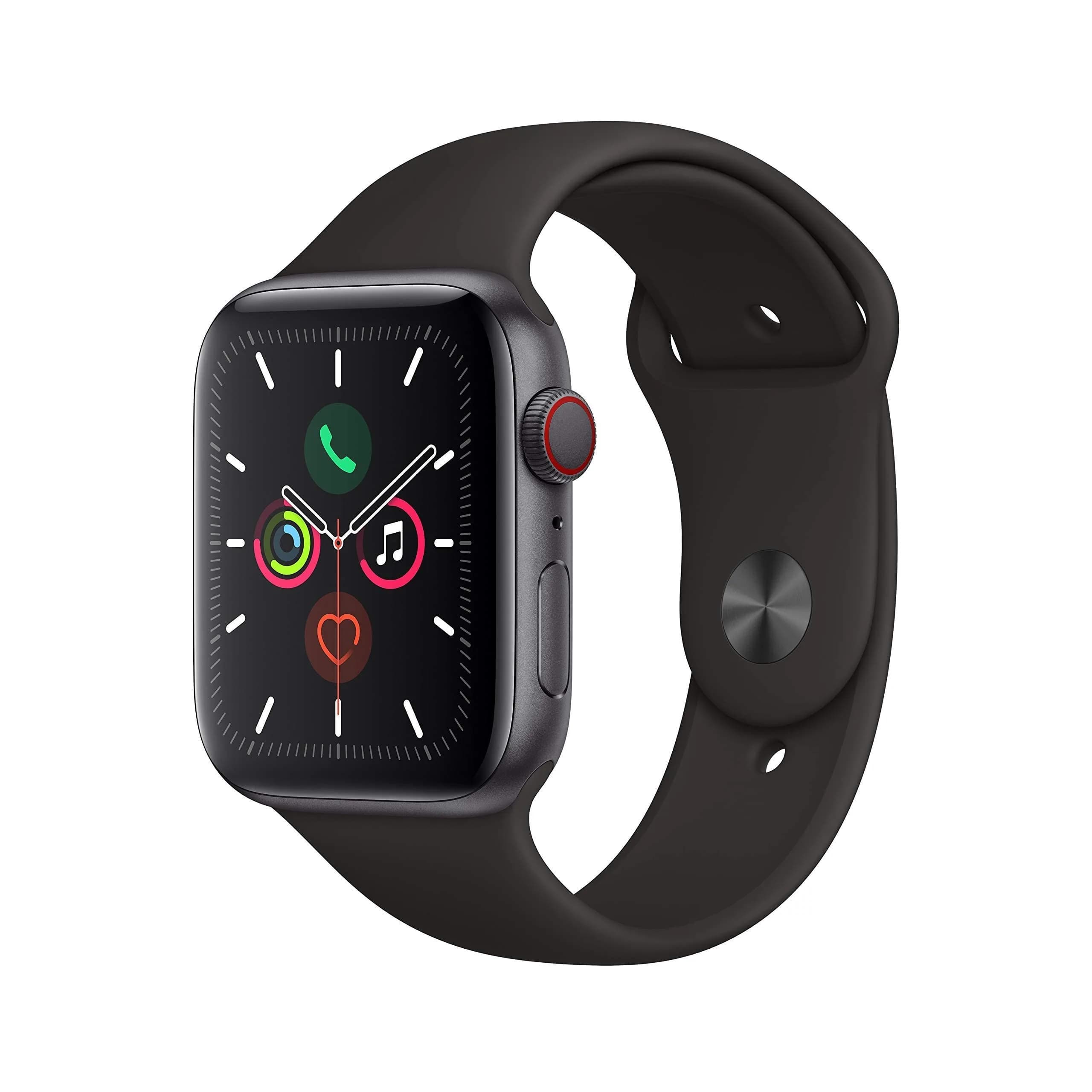 Apple Watch Series 5 (GPS + Cellular, 44MM) - Space Gray Aluminum Case with Black Sport Band | Always-On Retina Display - main product image