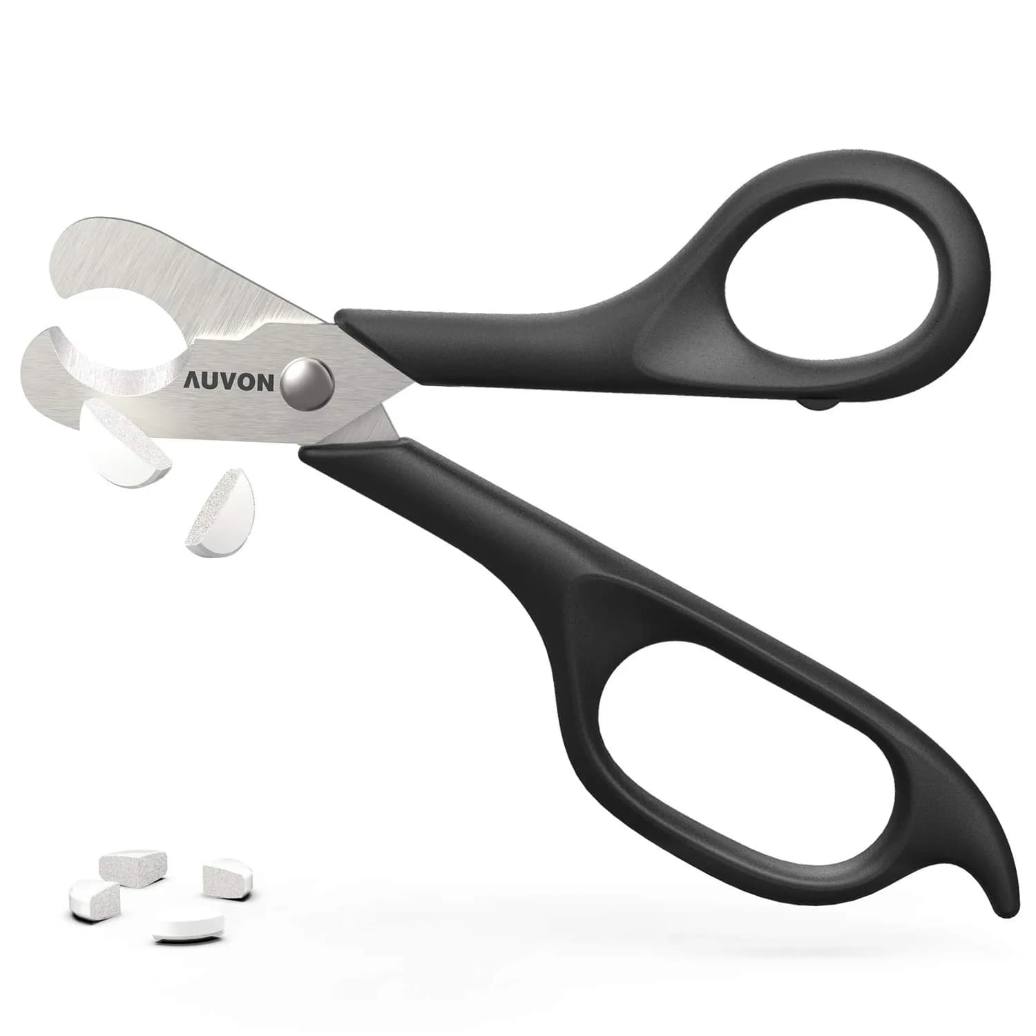 AUVON Scissors-Shaped Pill Cutter Black | FDA Approved, Doctor Recommended for Easy Tablet Splitting - main product image