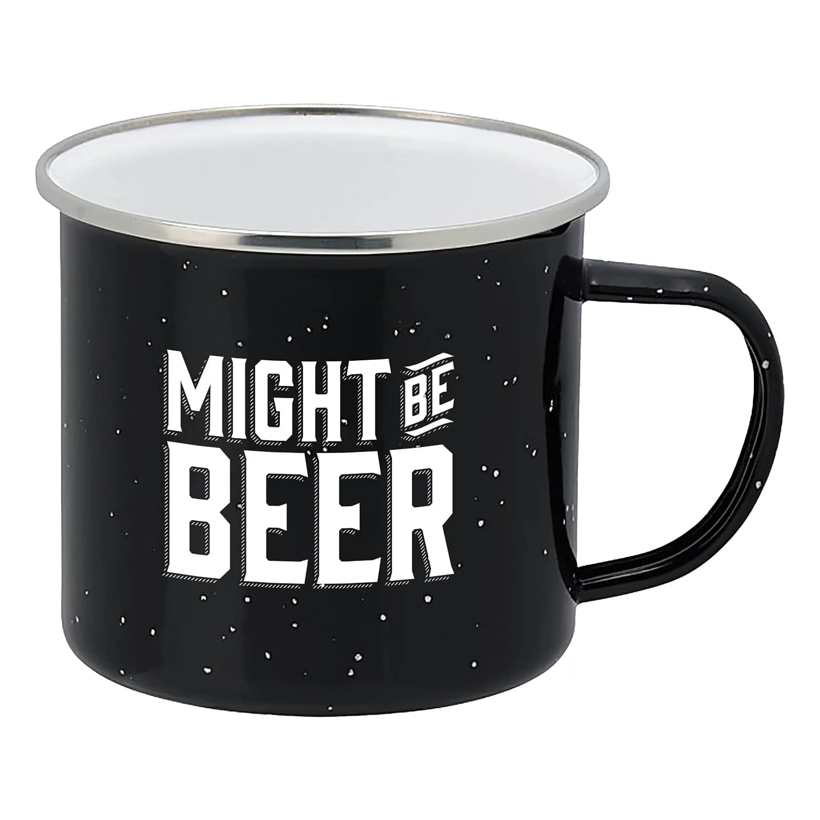 Live It Up! Party Supplies Enamel Camping Coffee Mug 15 oz | Might Be Beer Large Tin Cup