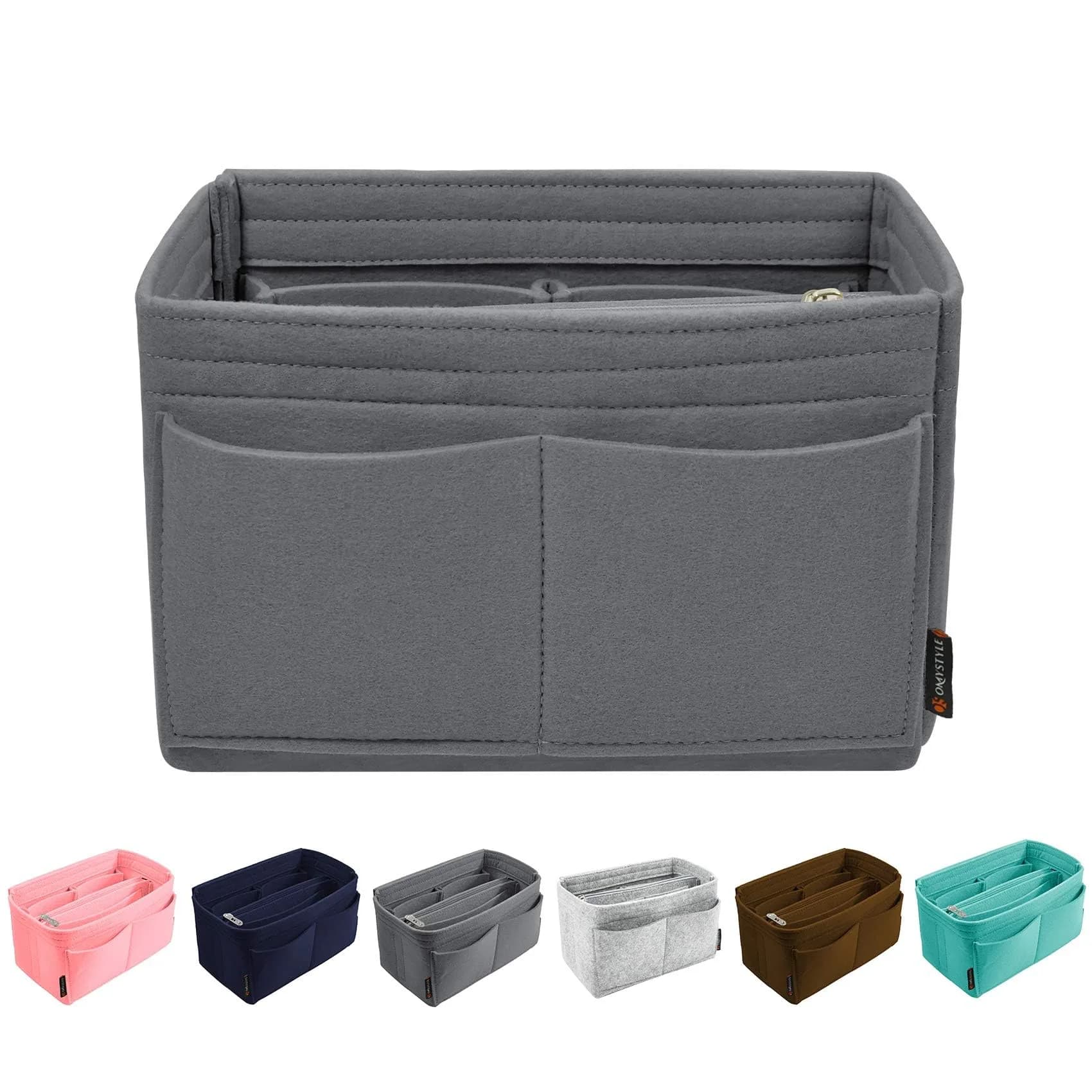 OMYSTYLE Dark Grey Felt Tote Bag Organizer Insert with 13 Pockets, Medium Size | Keeps Handbags Tidy - main product image