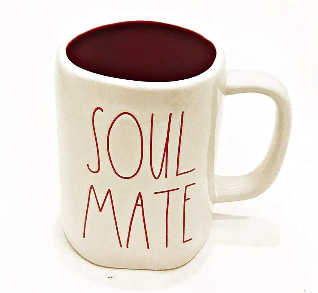 Rae Dunn by Magenta Ceramic Valentines Mug with Red Interior | Inscribed: SOUL MATE - main product image
