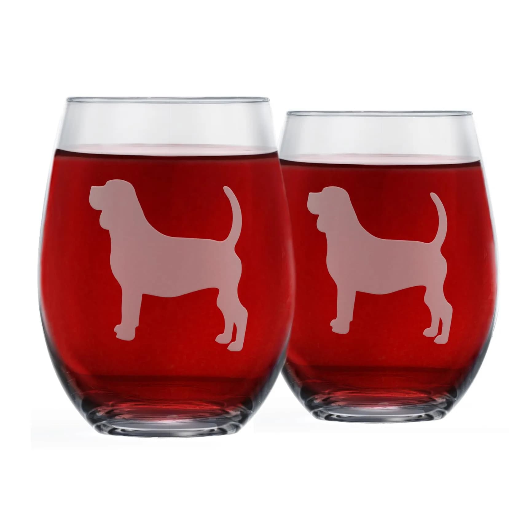 Greenline Goods Beagle Stemless Wine Glasses (Set of 2) | Dog Lover Gift | Hand Etched Breed Name - main product image