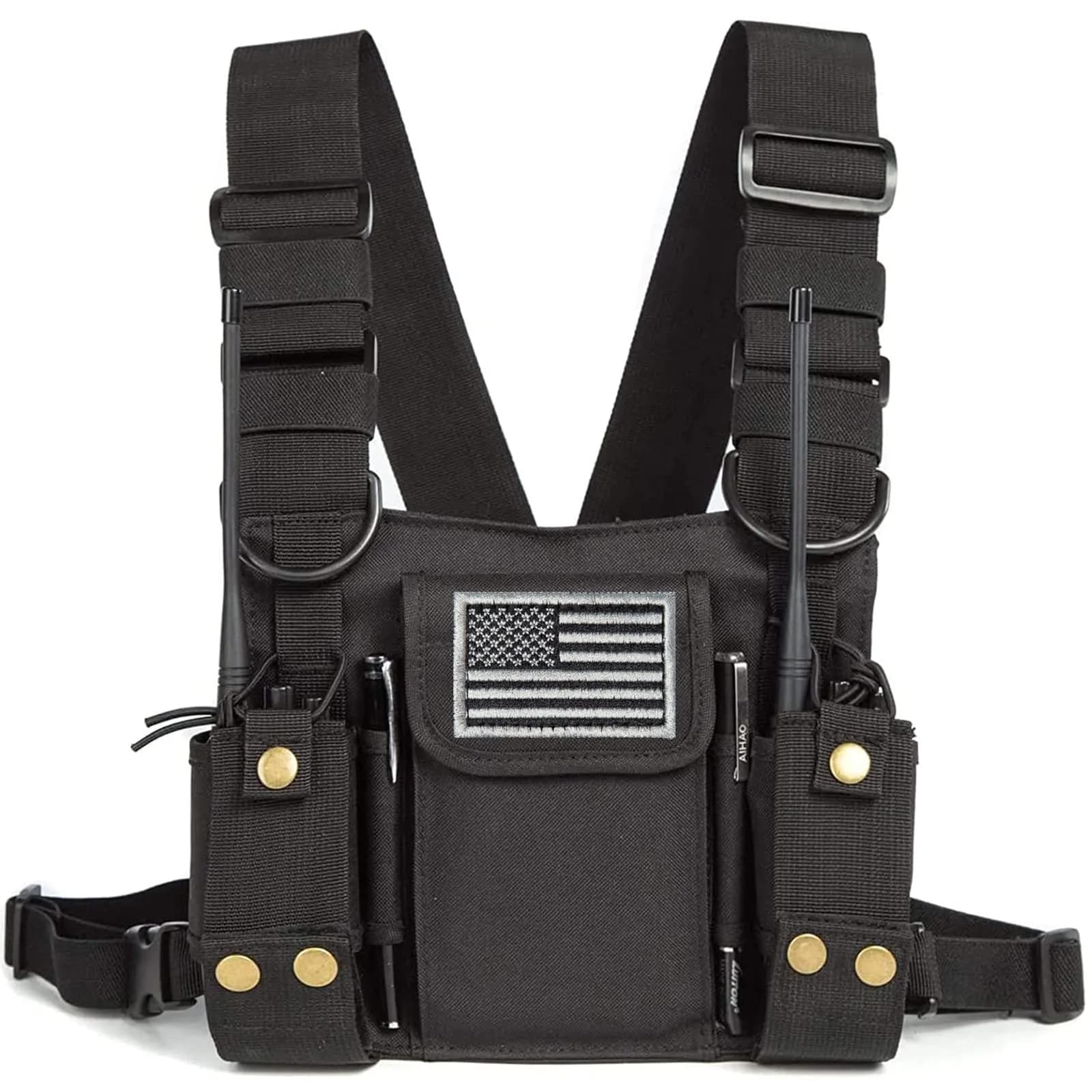 LUITON Radio Shoulder Holster Chest Harness Holder Vest Rig for Two Way Radio 0.318kg (0.70lb) | Adjustable, Durable Nylon, Fits Kenwood, Baofeng, Retevis