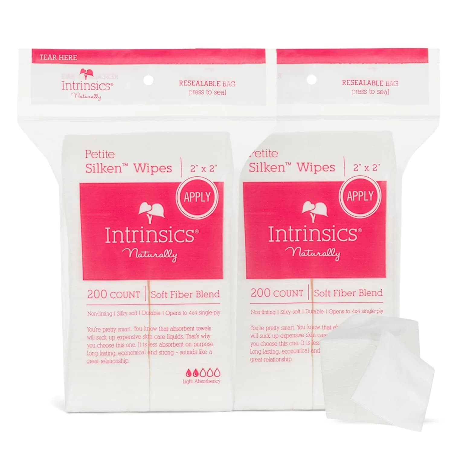 Intrinsics Petite Silken Esthetic Wipes 2x2 Inch (400 Count) | 4-Ply Lint-Free Facial Wipes for Toner & Makeup Removal - main product image