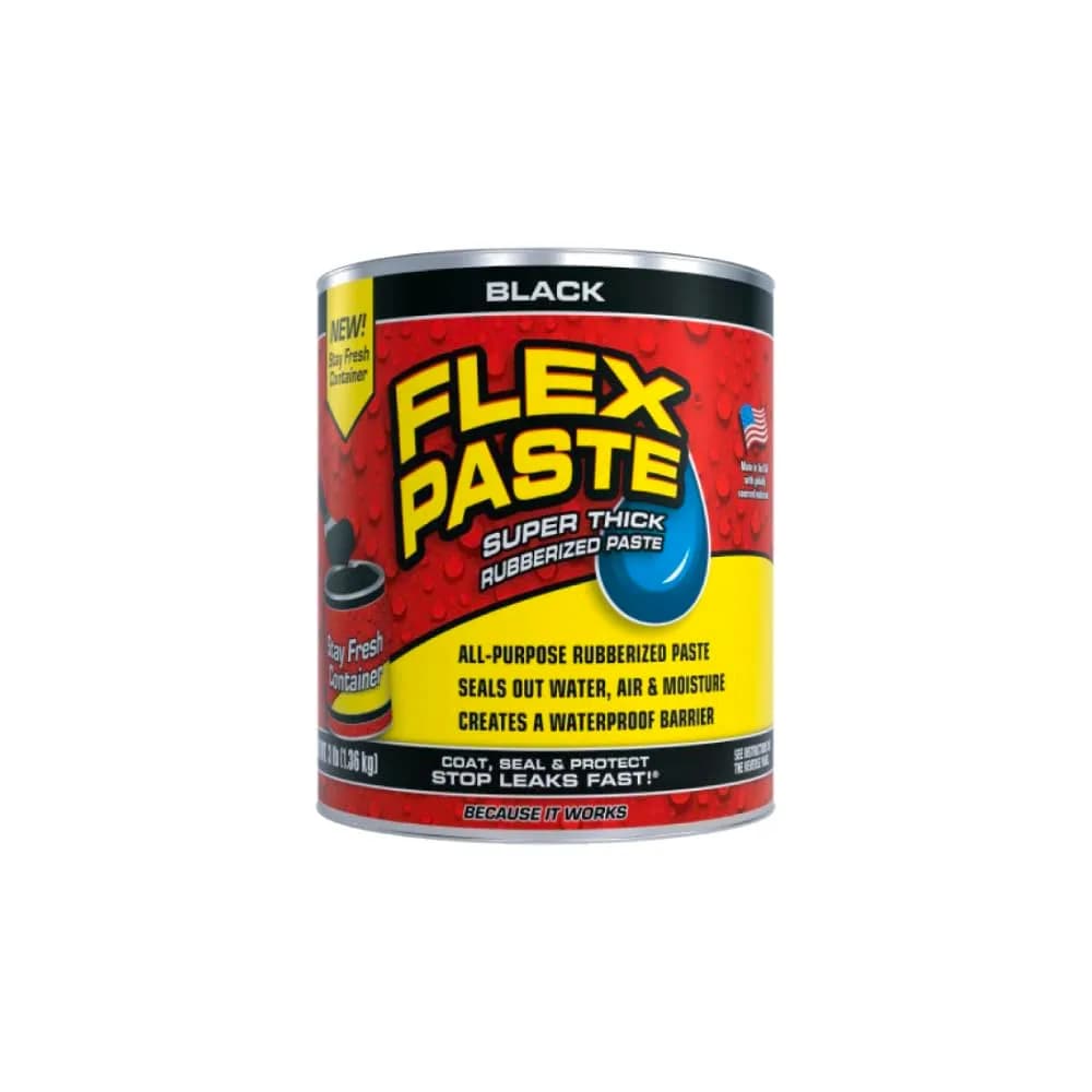 Flex Paste Rubberized Waterproof Sealant Paste Black 48 fl oz (1.42 L) | Seals Gaps Cracks Holes Underwater