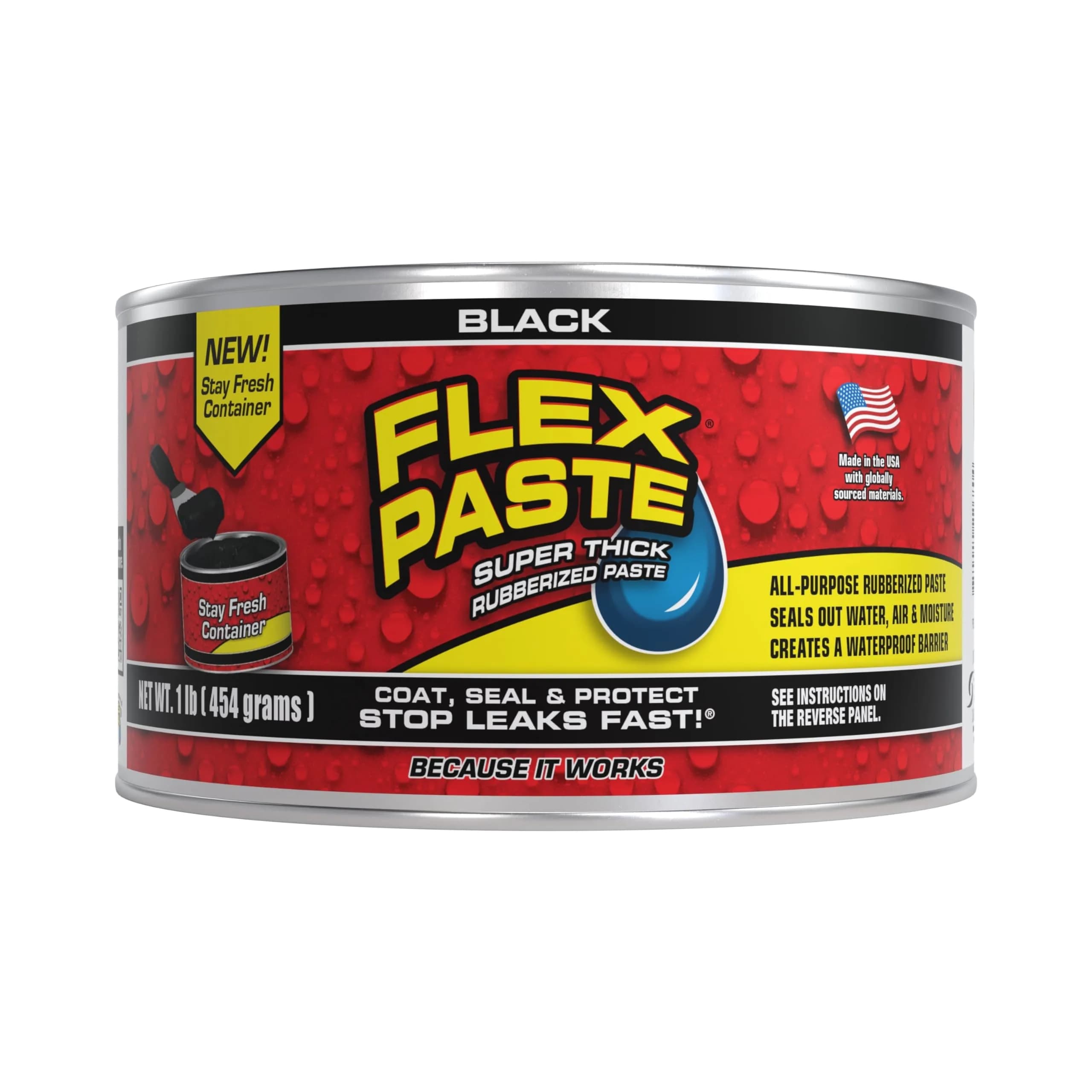 Flex Paste Rubberized Waterproof Sealant Paste Black 473ml (16 Fl Oz) | Seals Gaps, Cracks, Holes Underwater