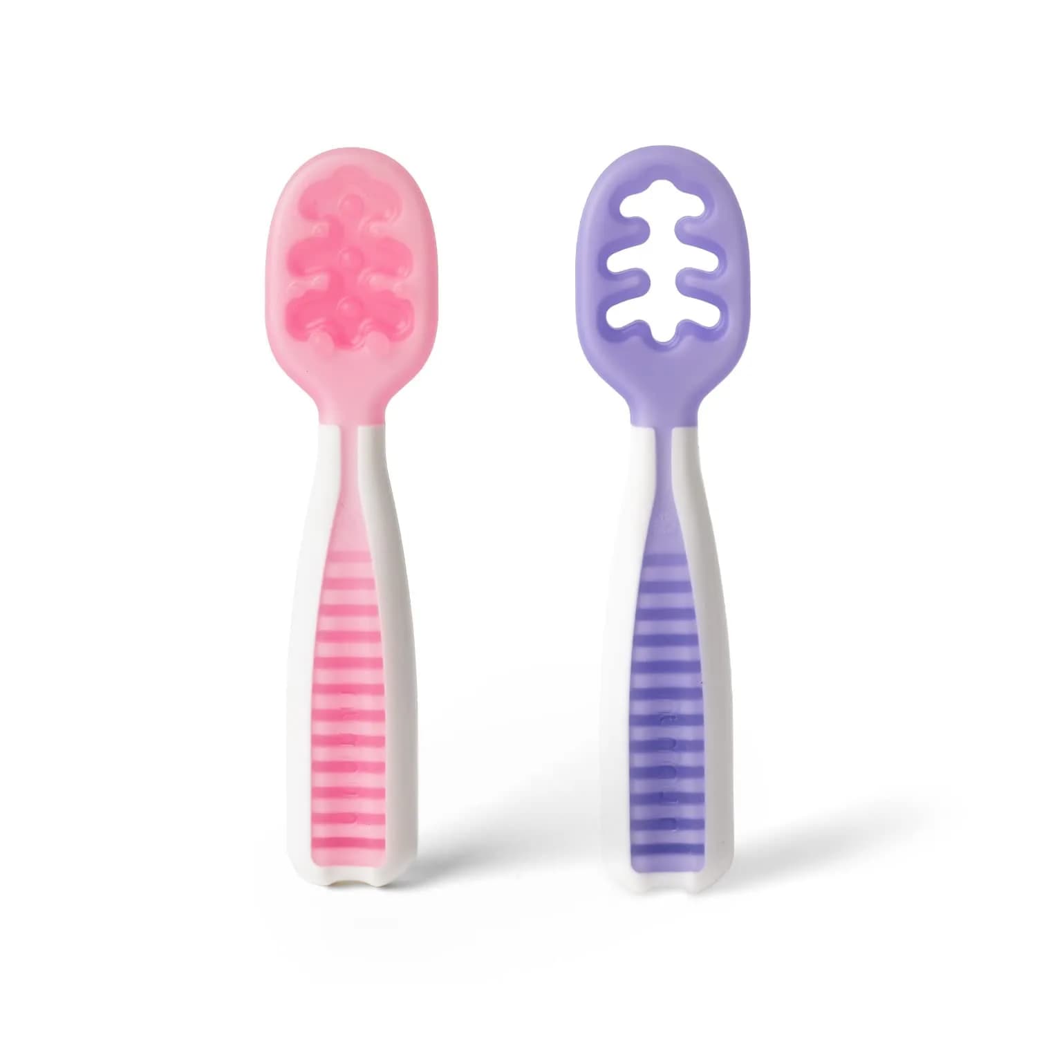 NumNum GOOtensils Baby Spoons 6-18 Months, 2-Pack Frosty Lilac/Rose | Pre-Spoon for Self-Feeding - main product image