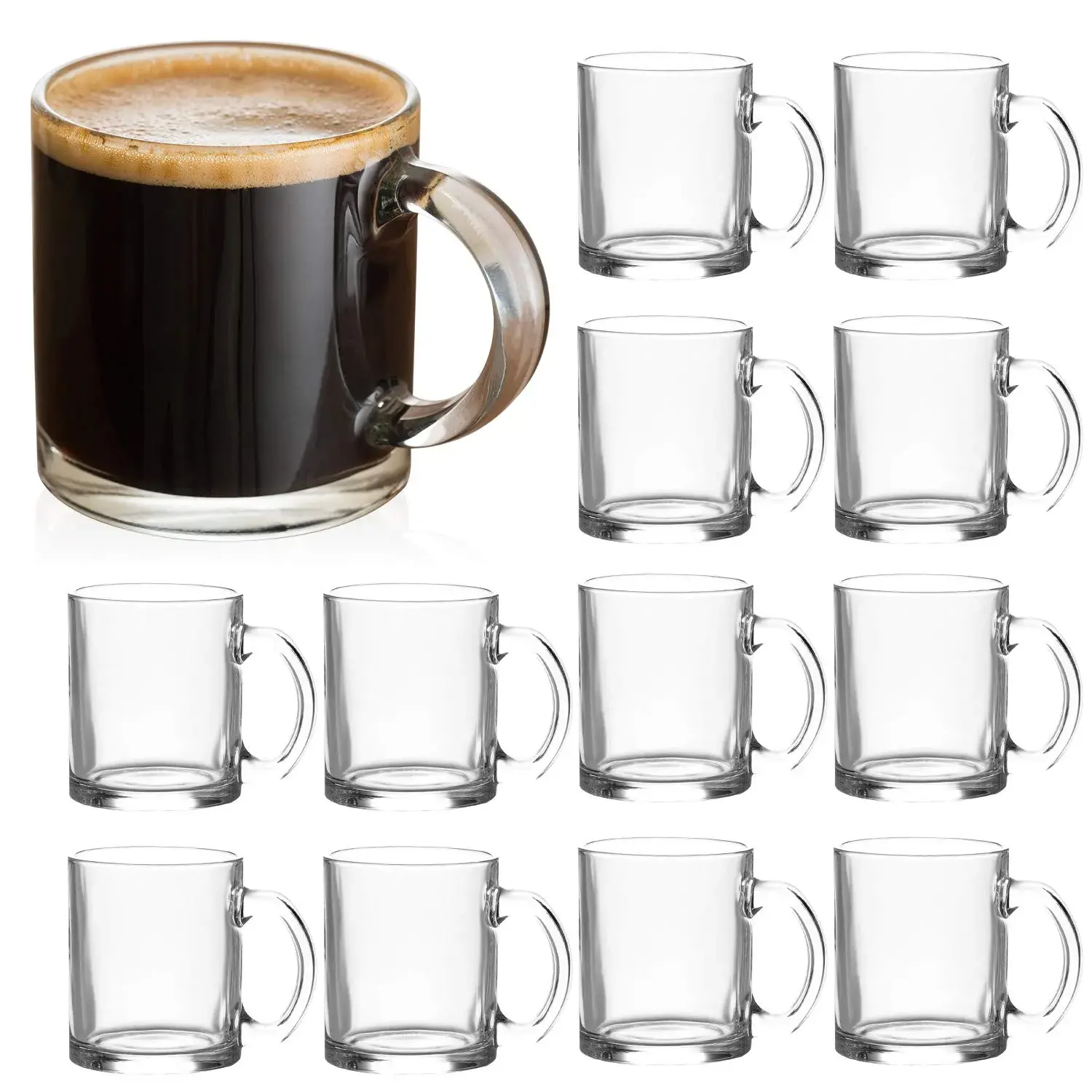 QAPPDA Glass Mug 12 oz | Clear Coffee Mug with Handle for Hot & Cold Drinks