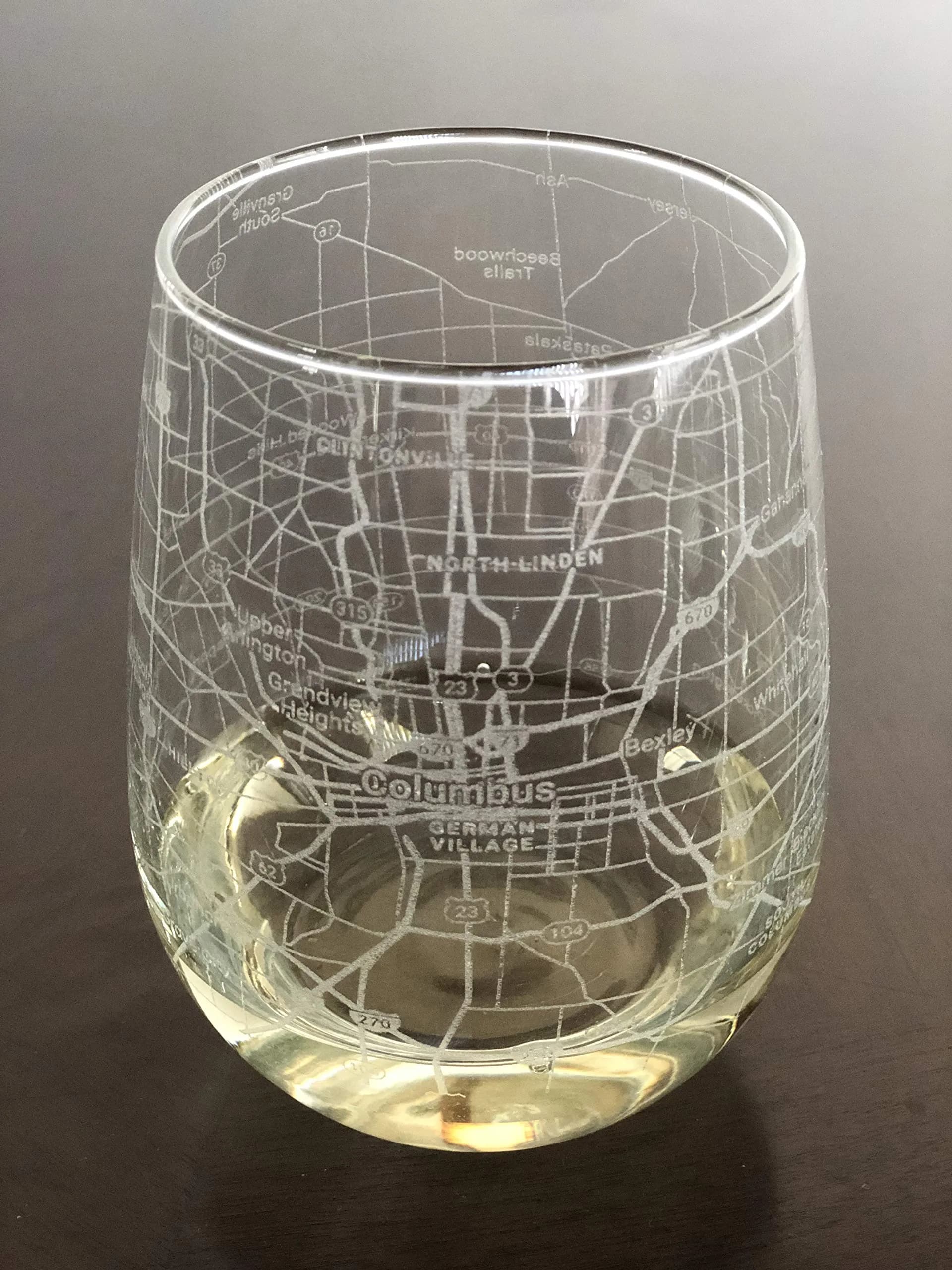 Or Something Stemless 17oz Wine Glass Urban City Map Columbus Ohio | Dishwasher Safe
