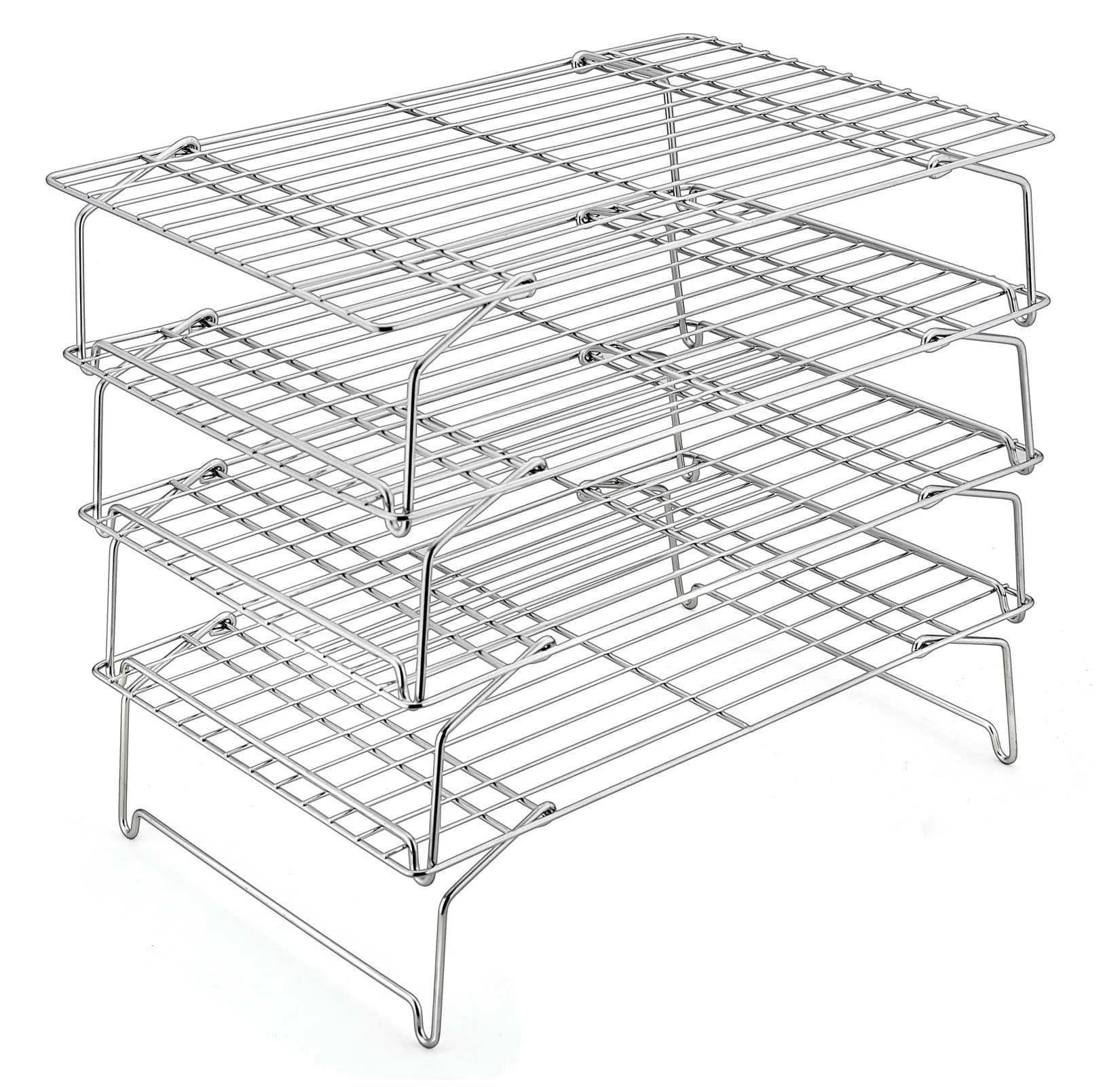 P&P CHEF 4-Tier Cooling Rack Set, Stainless Steel Stackable 15" x 10" | Durable & Rust-Free - main product image