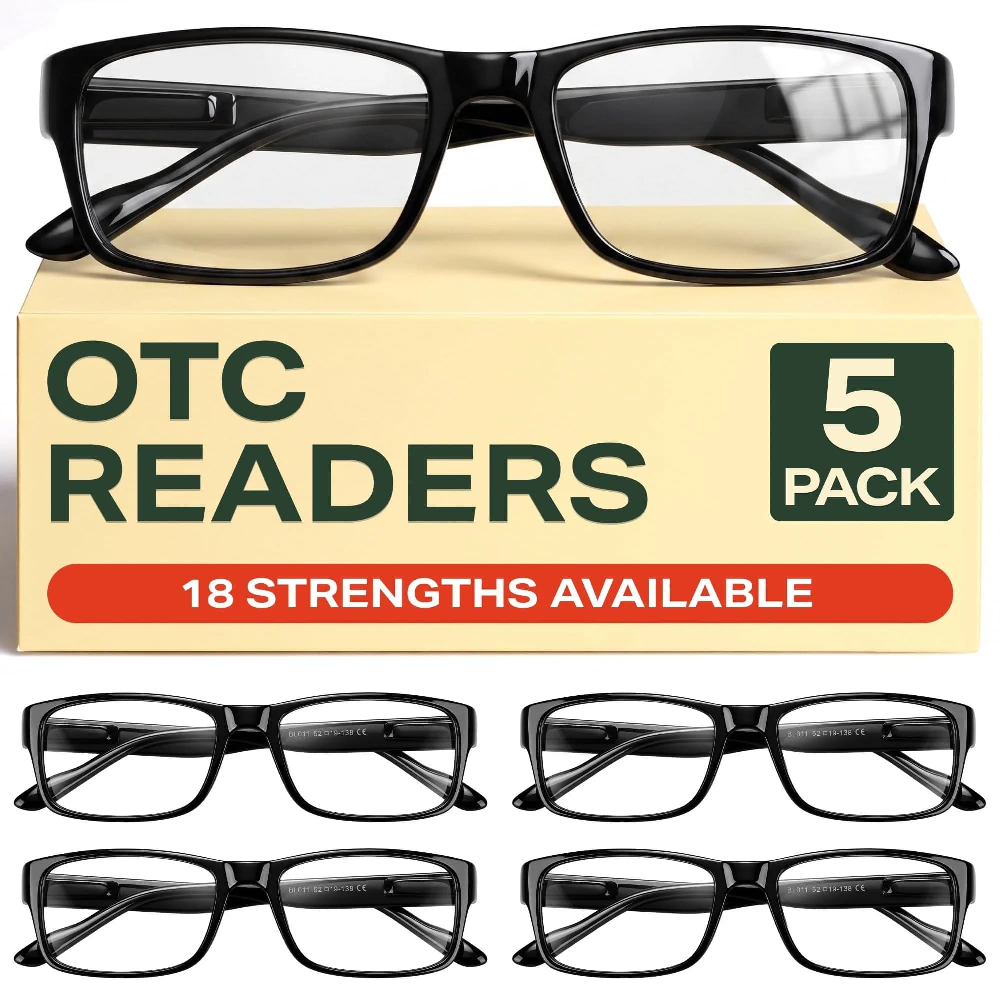 Gaoye Blue Light Blocking Reading Glasses 5-Pack | 4.0 Magnification, Polycarbonate Lenses - main product image