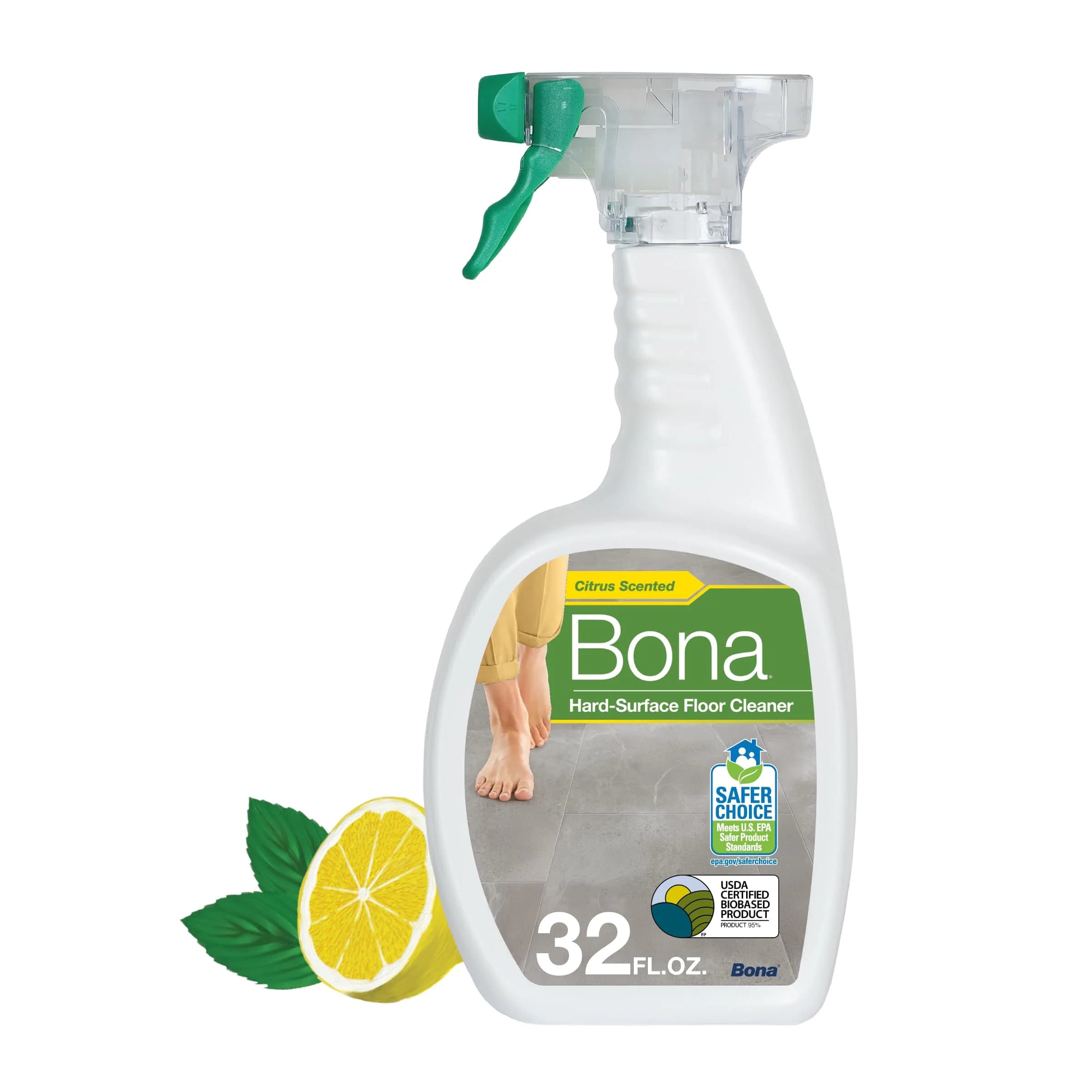 Bona Multi-Surface Floor Cleaner Spray with Lemon Mint Scent, 946 ml (32 fl oz) | Residue-Free Cleaning for Stone, Tile, Laminate & Vinyl Floors - main product image