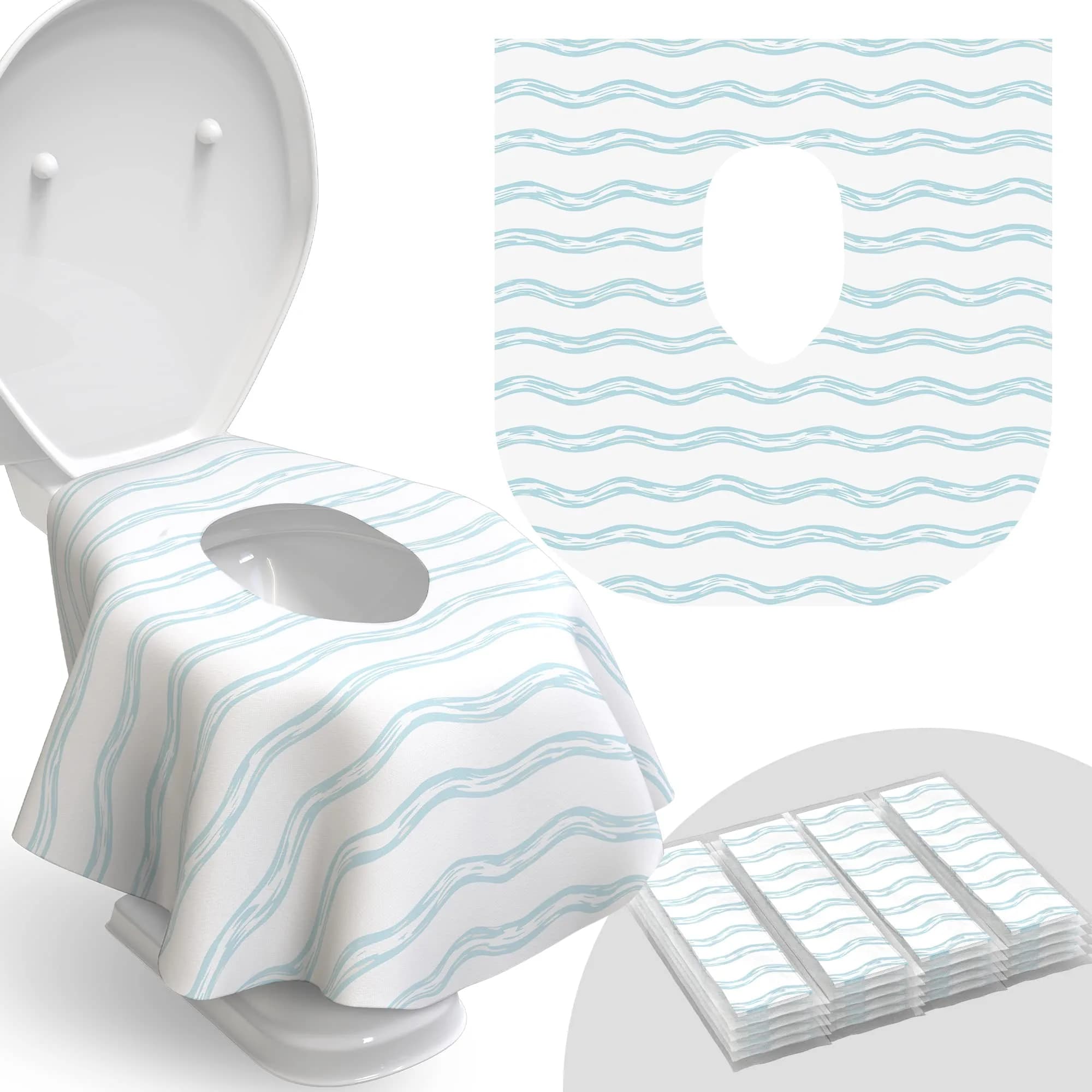 Relyo Disposable Toilet Seat Covers for Travel – 20 Pack (Waves) | Waterproof & Non-Slip for Potty Training - main product image