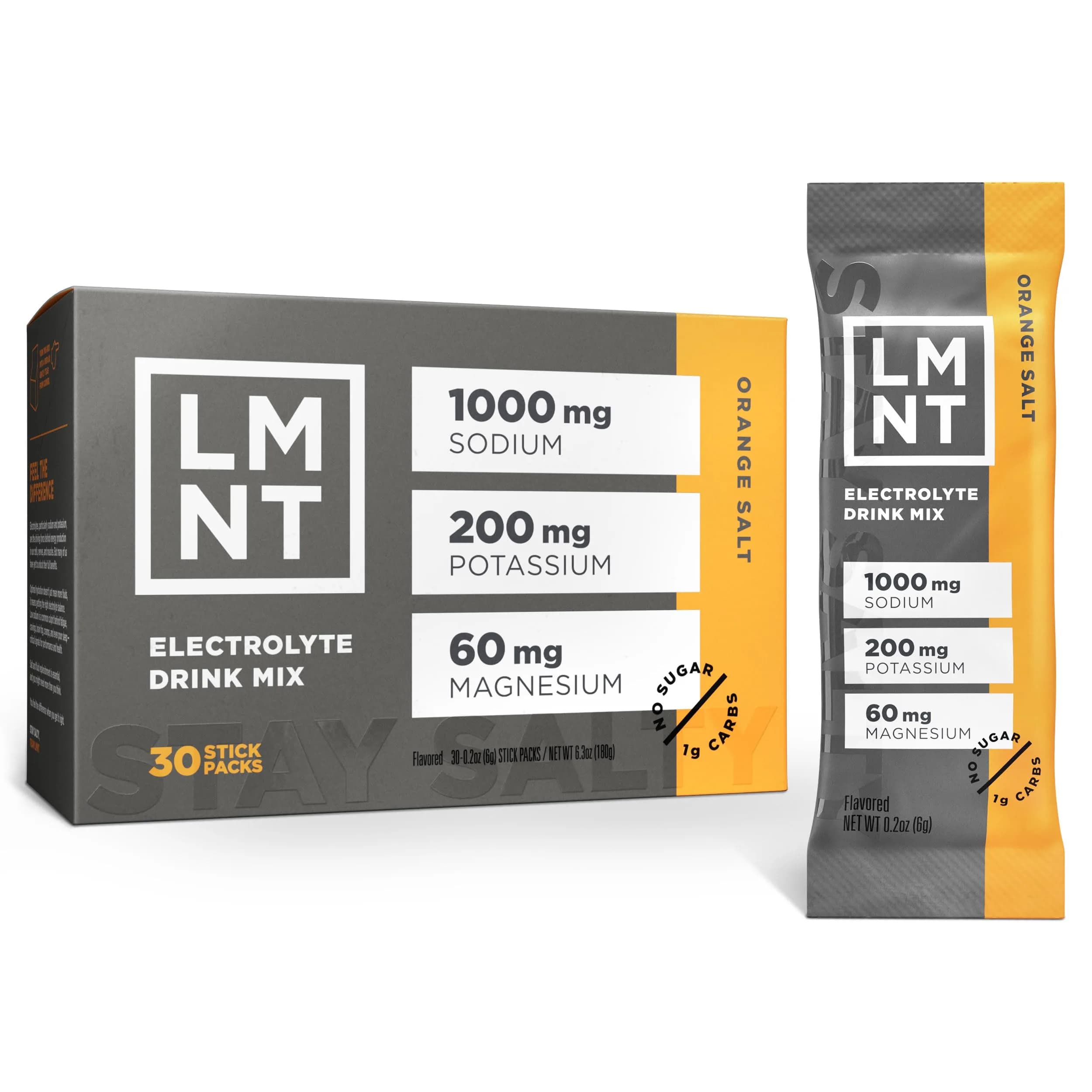 LMNT Zero Sugar Electrolytes Orange Salt Drink Mix (30 Count) | Best Electrolyte Drink Mix for Fitness - main product image