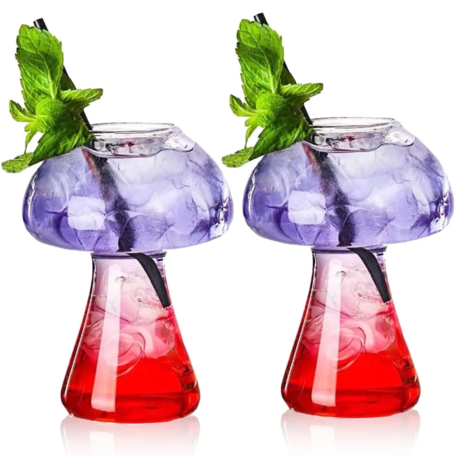 SuproBarware Mushroom Shaped Wine Glasses Set of 2 | 250ml (8.5oz) Clear Cocktail Cups