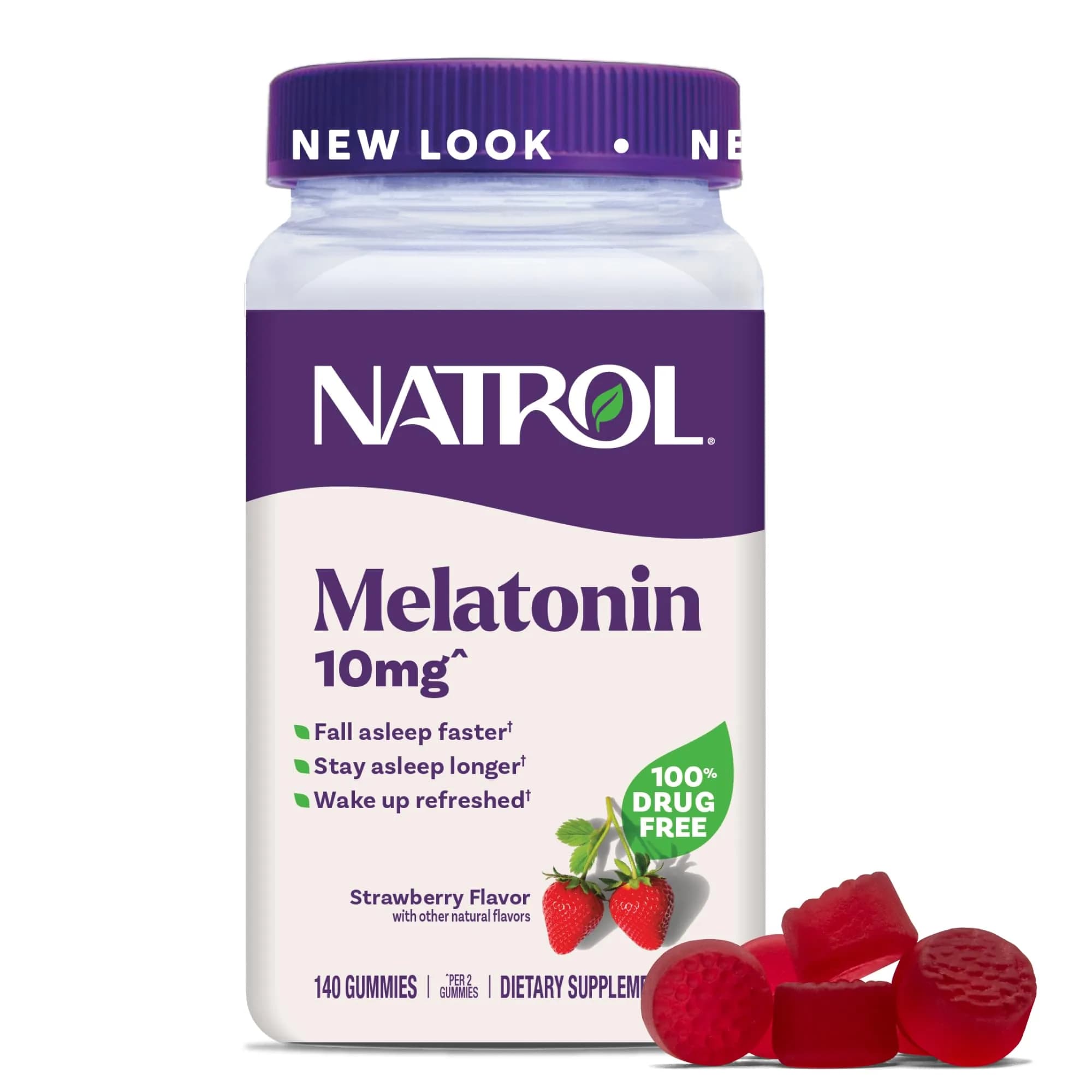 Natrol Melatonin 10mg Gummies, Sleep Support for Adults, 140 Count Strawberry Flavor - main product image