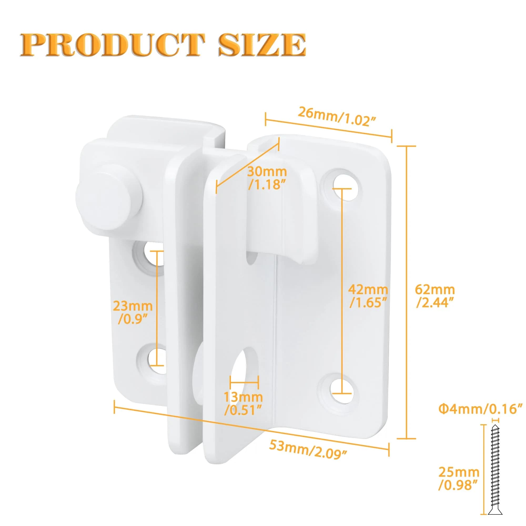 Alise White Flip Latch Gate Latch, Shed Door Lock, Barn Door Lock, L-Size | Heavy Duty Stainless Steel