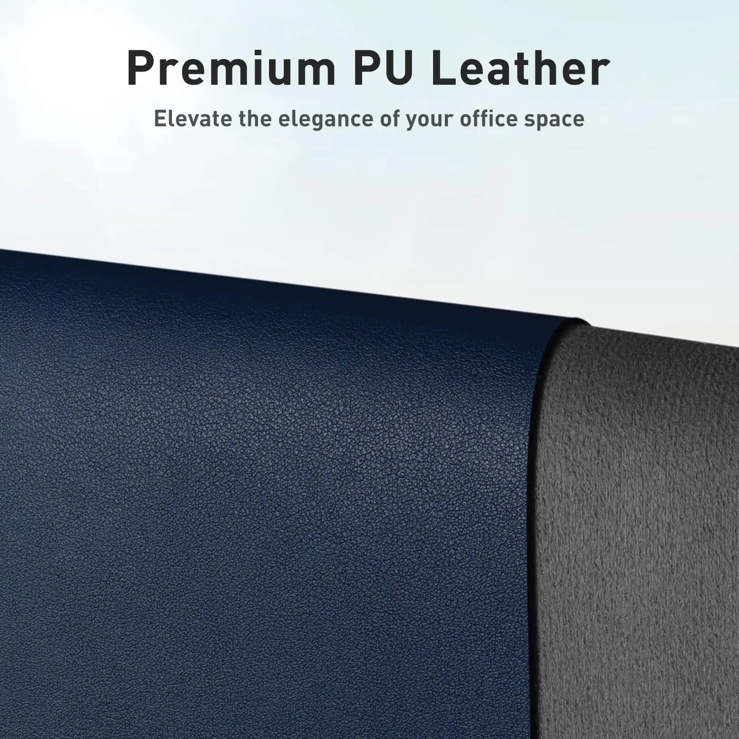 Aothia Dark Blue Leather Desk Pad Protector, Mouse Pad, Office Desk Mat, Non-Slip PU Leather Desk Blotter, 36" x 17" | Protects Your Desk from Scratches and Stains - main product image