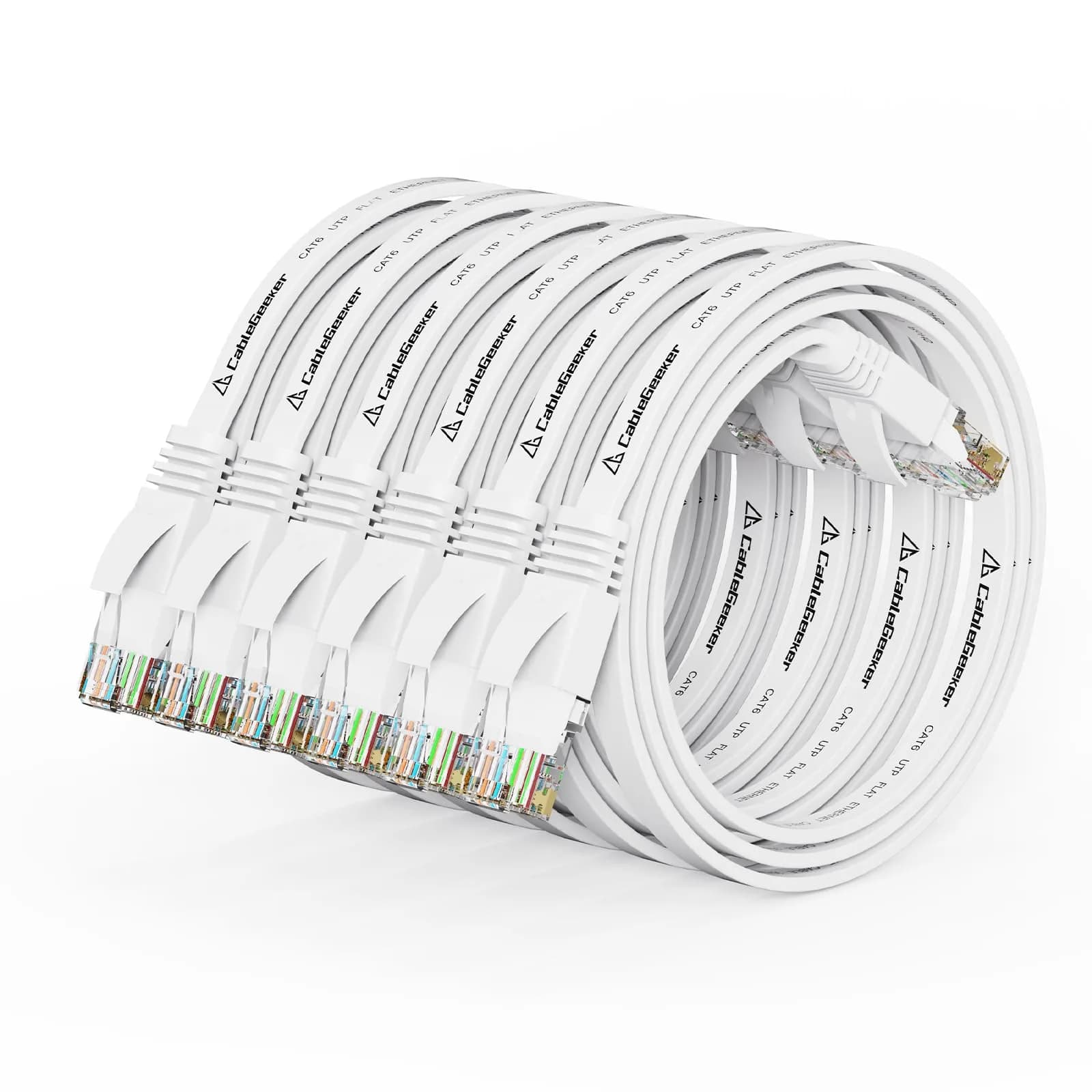 CableGeeker Flat Cat 6 Ethernet Cable 1.5ft (0.46m) 6-Pack | 10Gbps High-Speed Network Cable - main product image