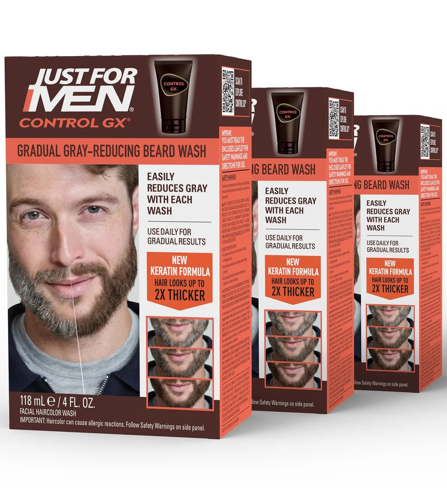 Just for Men Control GX Beard Wash 360ml (12 Fl Oz) | Gradually Reduces Grey - main product image