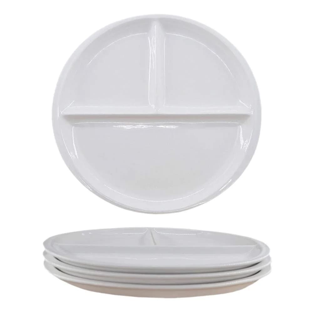 FLYING BALLOON 4 pcs Elegant Round Shaped Ceramic Divided Plate Dinner Plates Luncheon Plates Salad Plates for Kitchen