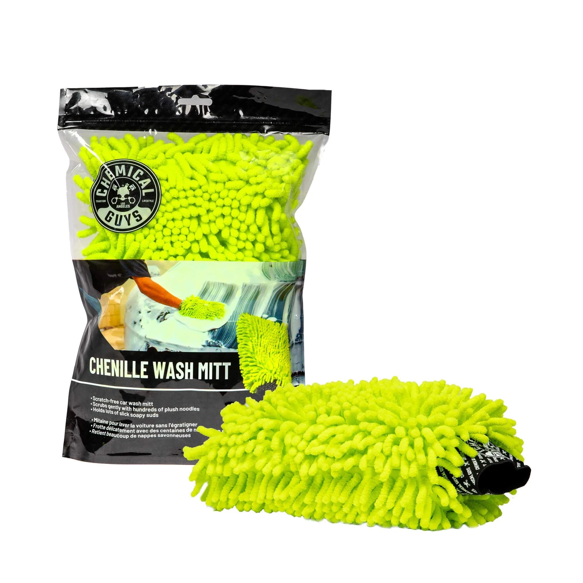 Chemical Guys Chenille Microfiber Wash Mitt for Cars, Lime Green, Single | Scratch-Free Auto Detailing Tool - main product image