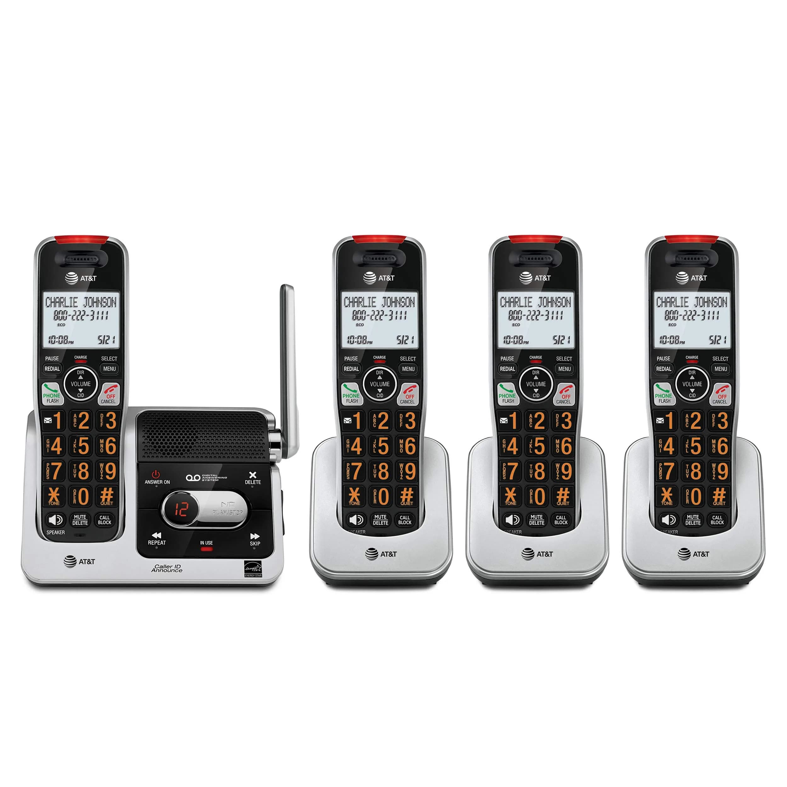 AT&T BL102-4 DECT 6.0 4-Handset Cordless Phone | Unsurpassed Range, Call Blocking, Answering Machine - main product image