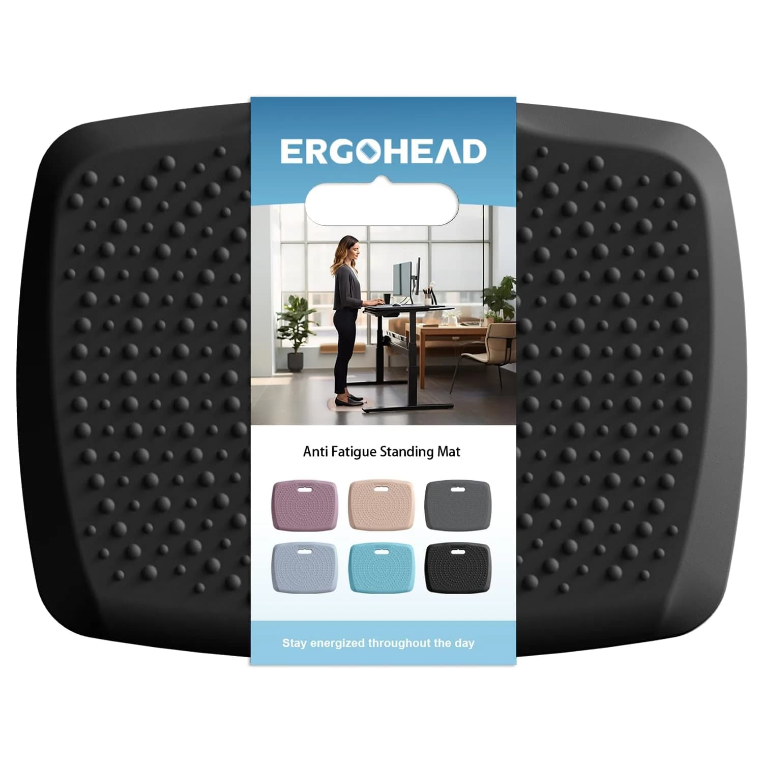 ergohead Anti Fatigue Kitchen Floor Mat Comfort Standing Mat, 17" x 22" | Relieves Fatigue & Supports Feet