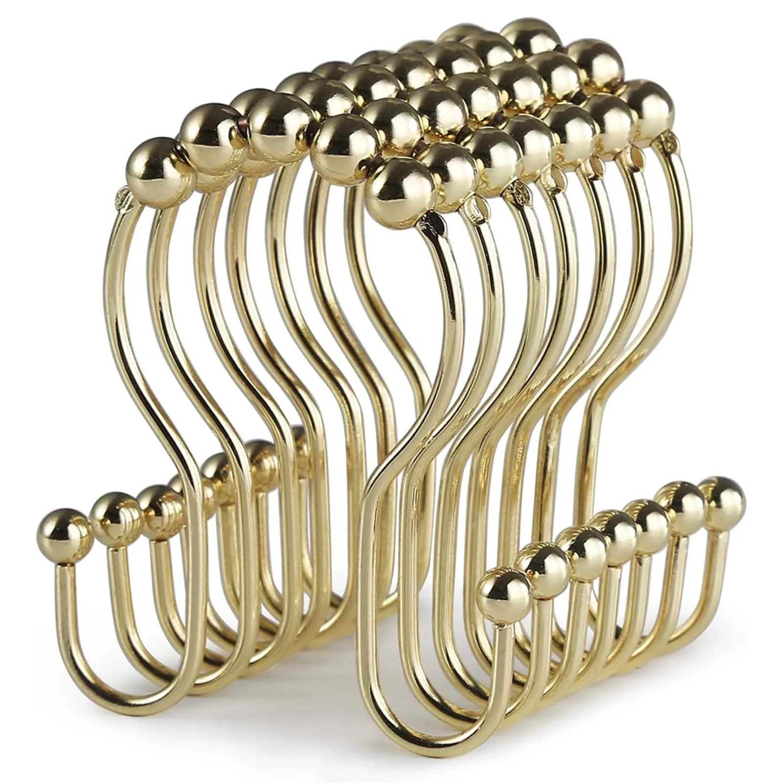 Goowin Shower Curtain Hooks, 12 Pcs Stainless Steel Gold | Rust Proof, Smooth Sliding, Elegant Design - main product image