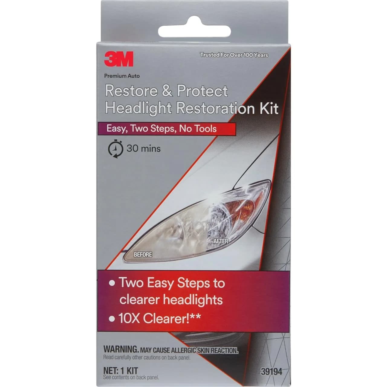 3M Headlight Restoration Kit with Clear Coat Wipes, Sanding Discs & Foam Pad | 1 Kit - main product image