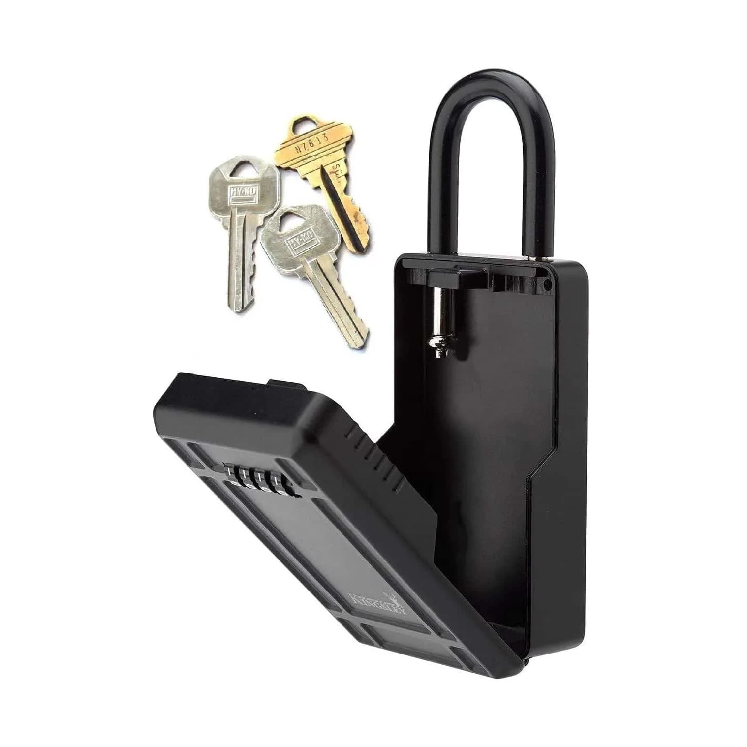 Kingsley KL313 Large Capacity Key Storage Box with Resettable Code, Water Resistant, Black | 12 cu in (200 ml) - main product image