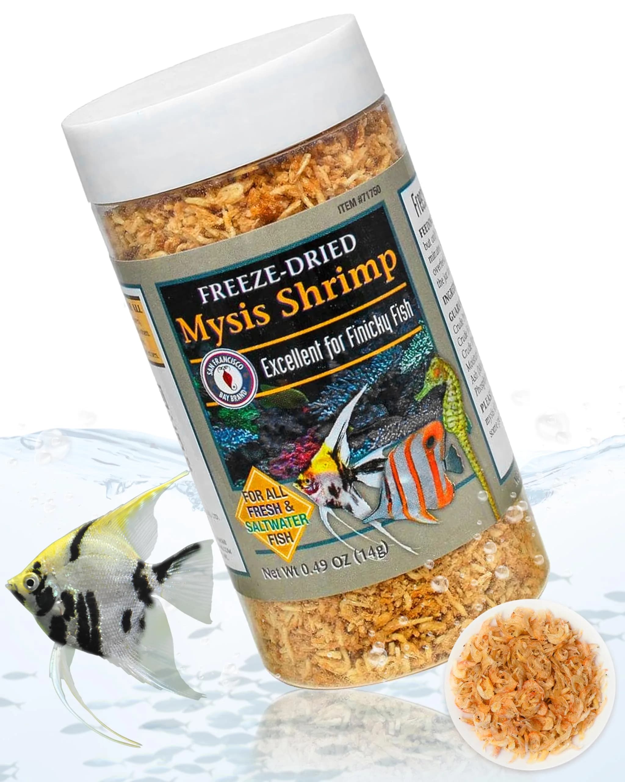 San Francisco Bay Brand Freeze-Dried Mysis Shrimp 0.49 oz | Premium Fish Food for Freshwater & Saltwater Fish